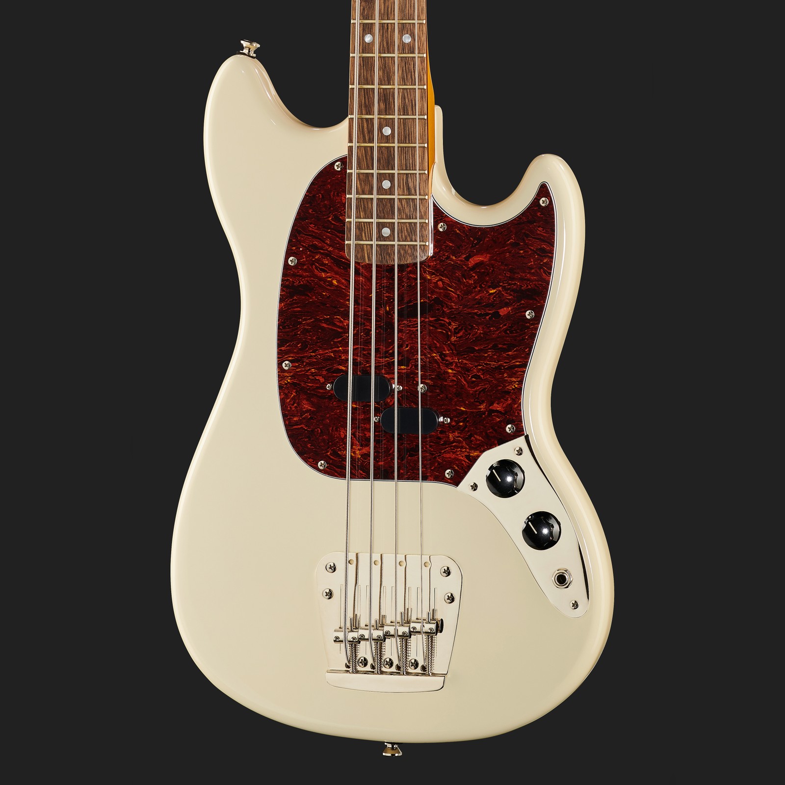 Squier CV 60s Mustang Bass OW body, front view
