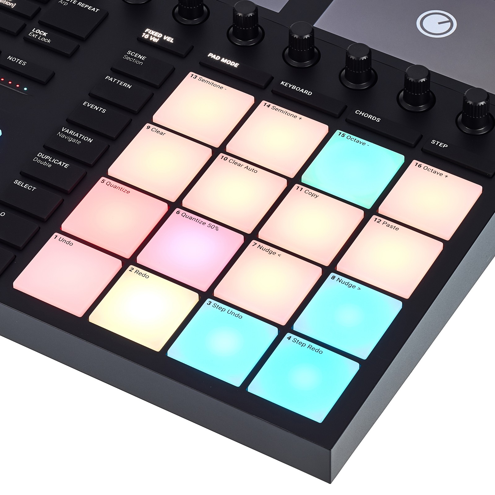 Pads on the Native Instruments Maschine MK3 Black groove production studio