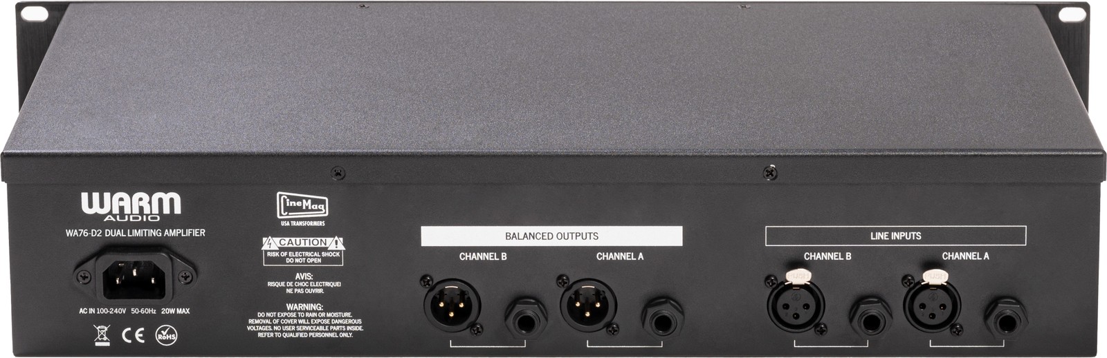 Rückseite des Warm Audio WA76-D2 FET-Kompressors