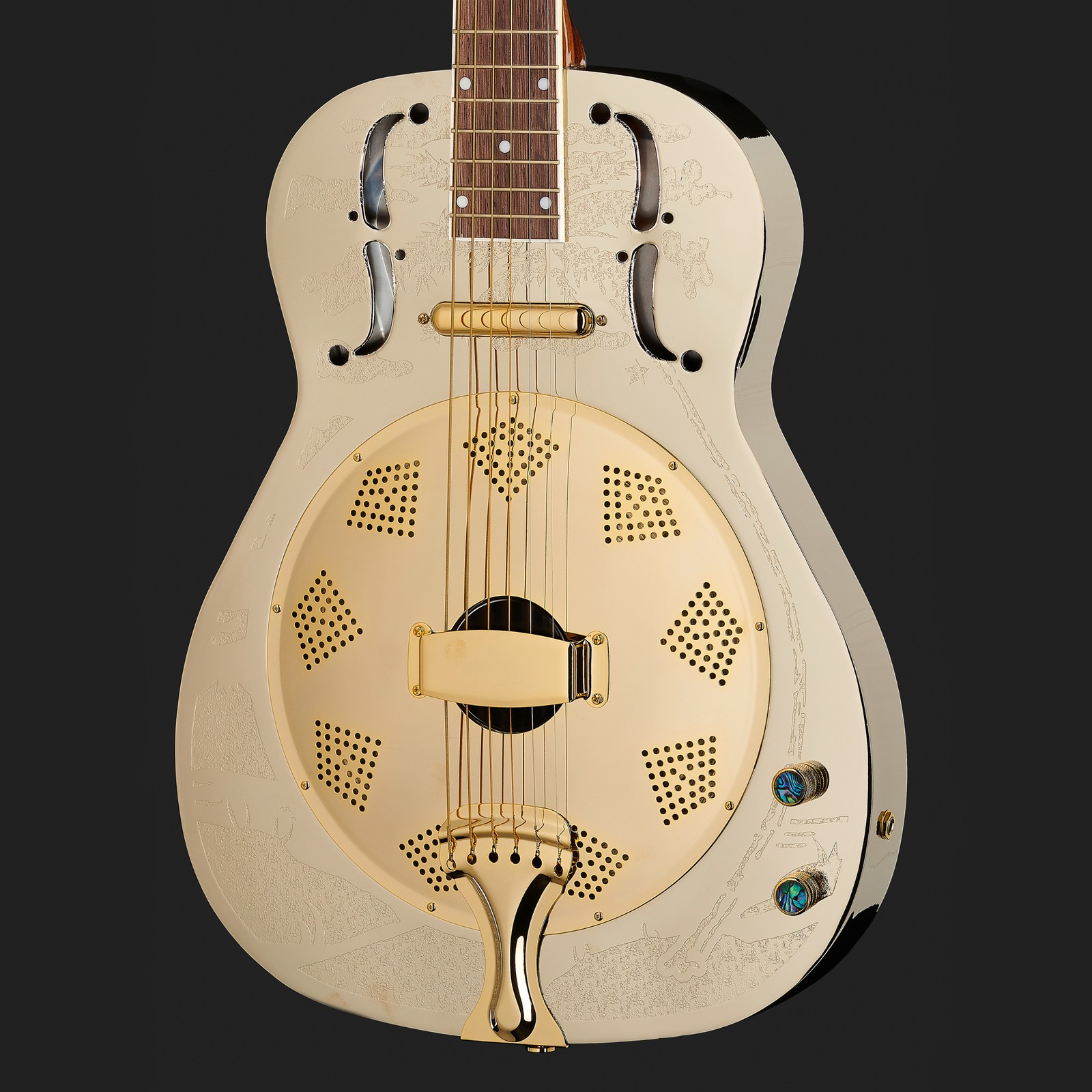 Primo piano del Harley Benton Custom Line CLR-ResoElectric Chitarra resofonica in Mi