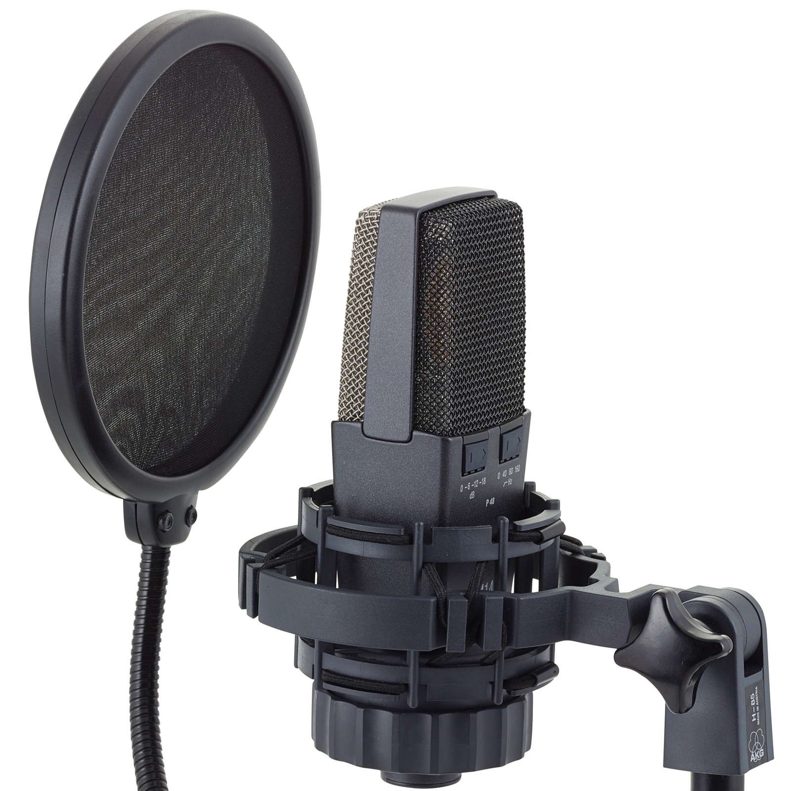 Studio Microphone AKG C414 XLS, with pop filter and shock mount