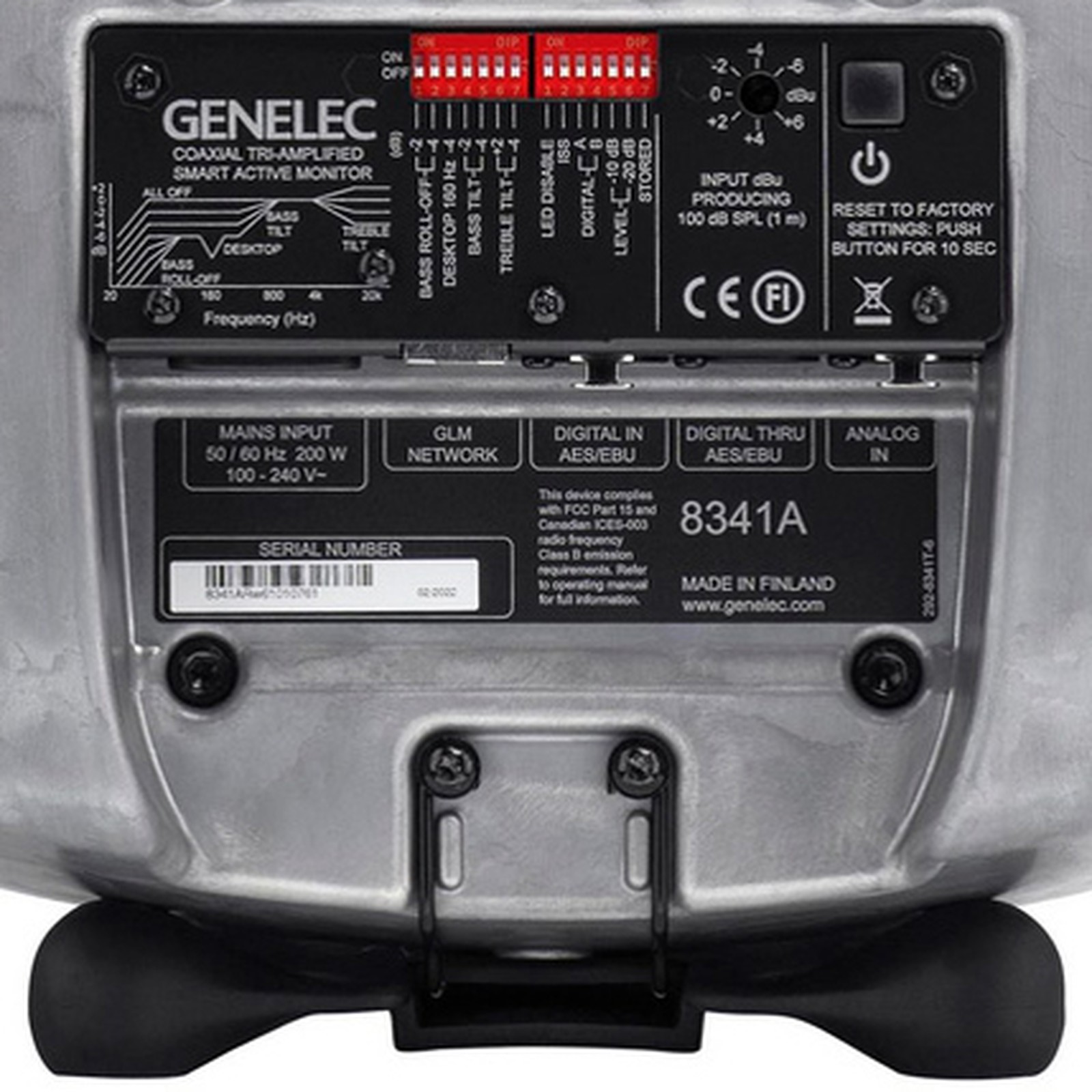 Back of the Genelec 8341 RAW with controls