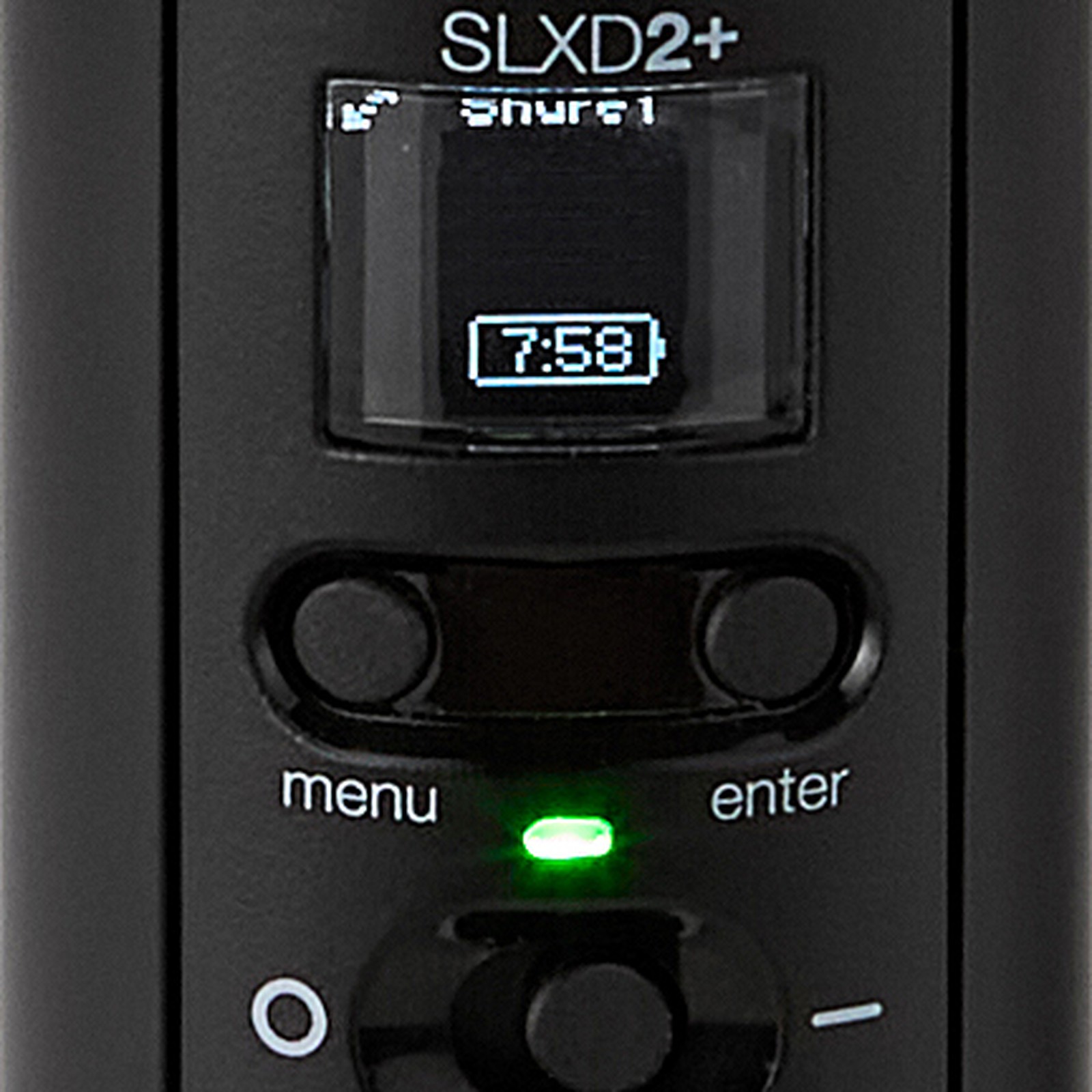 Display des Shure SLXD2+/Beta58 G65 Handsenders