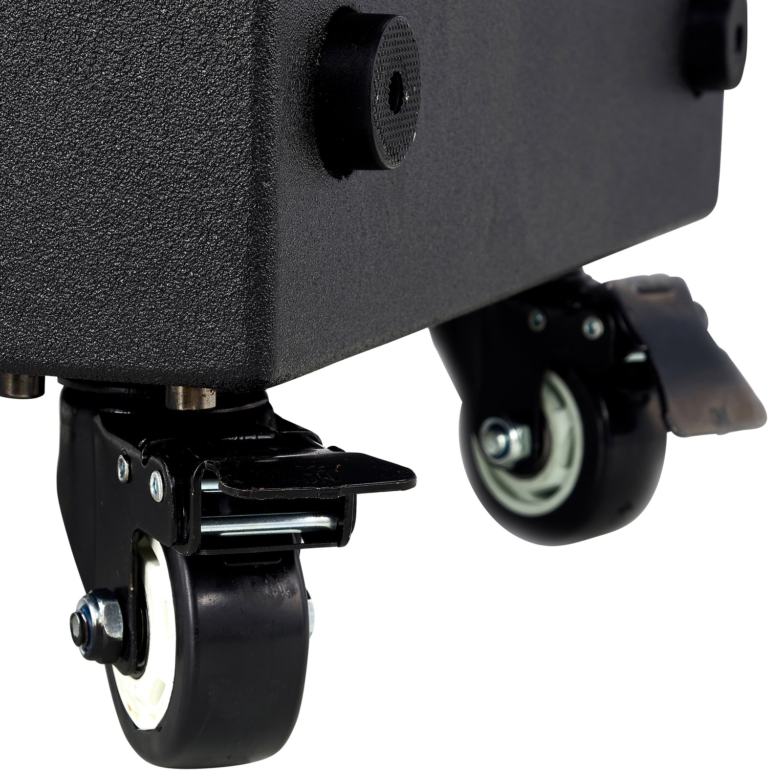 Castors with brakes on the Proel S15A subwoofer