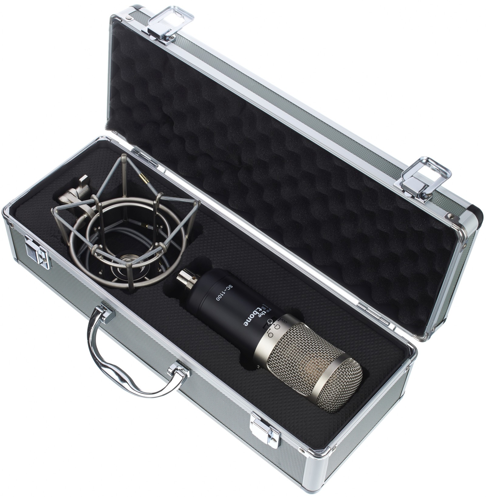 the t.bone SC 1100 Micro à condensateur large membrane Livré avec boîtier en aluminium et suspension élastique optimisée