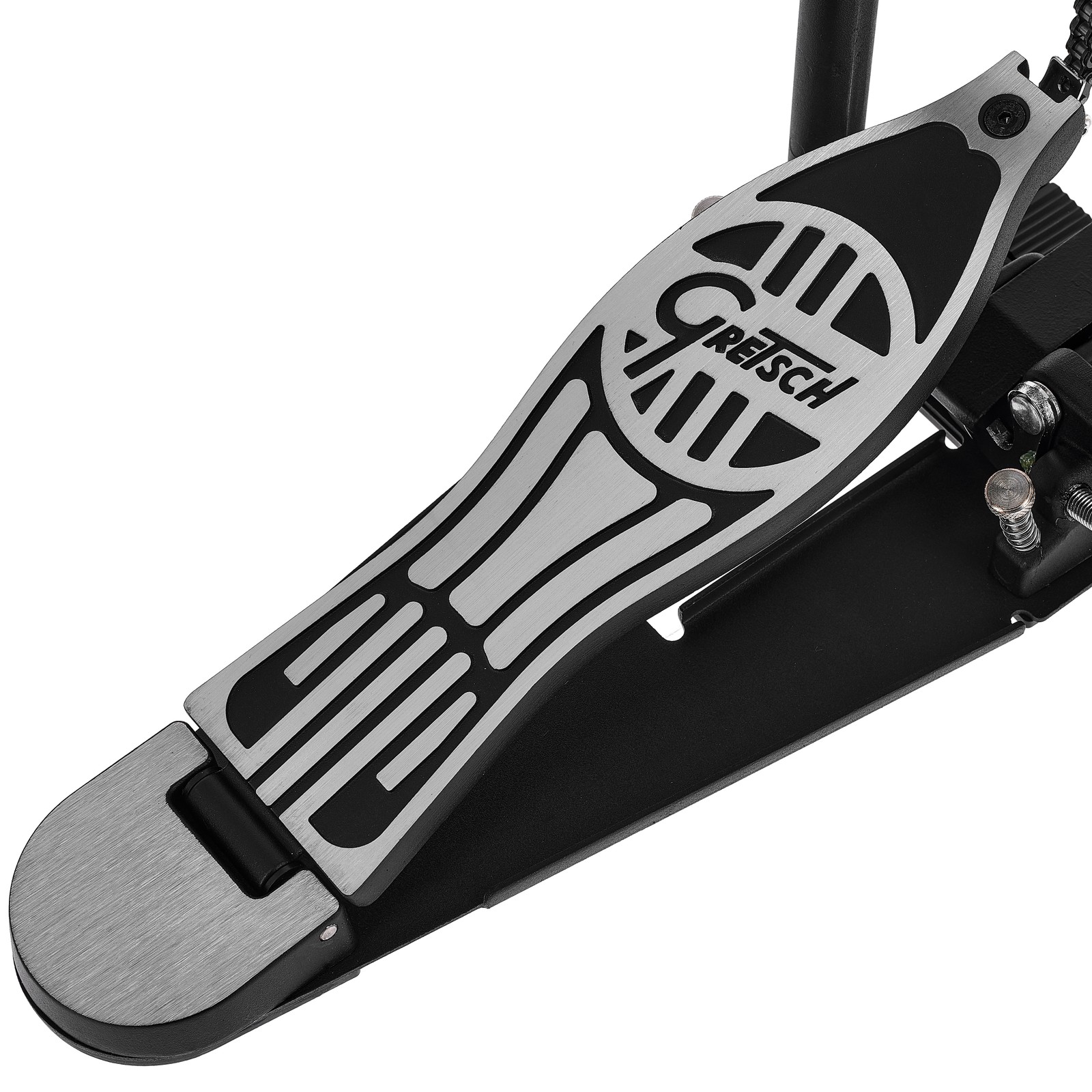 Gretsch Logo auf der Trittplatte des Explorer Single Pedal