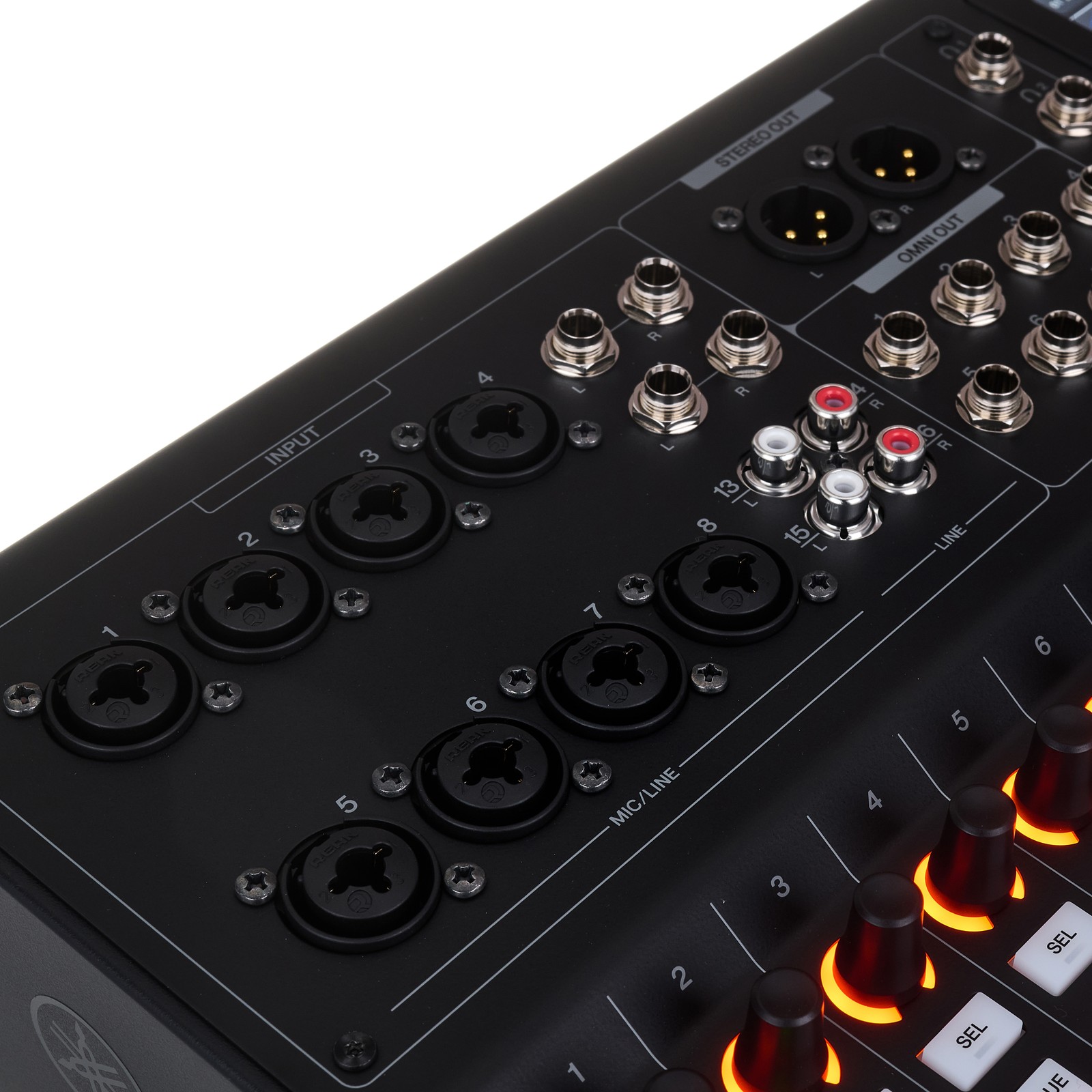 Sockets on the Yamaha MGX16V Black, AV HDMI digital mixer