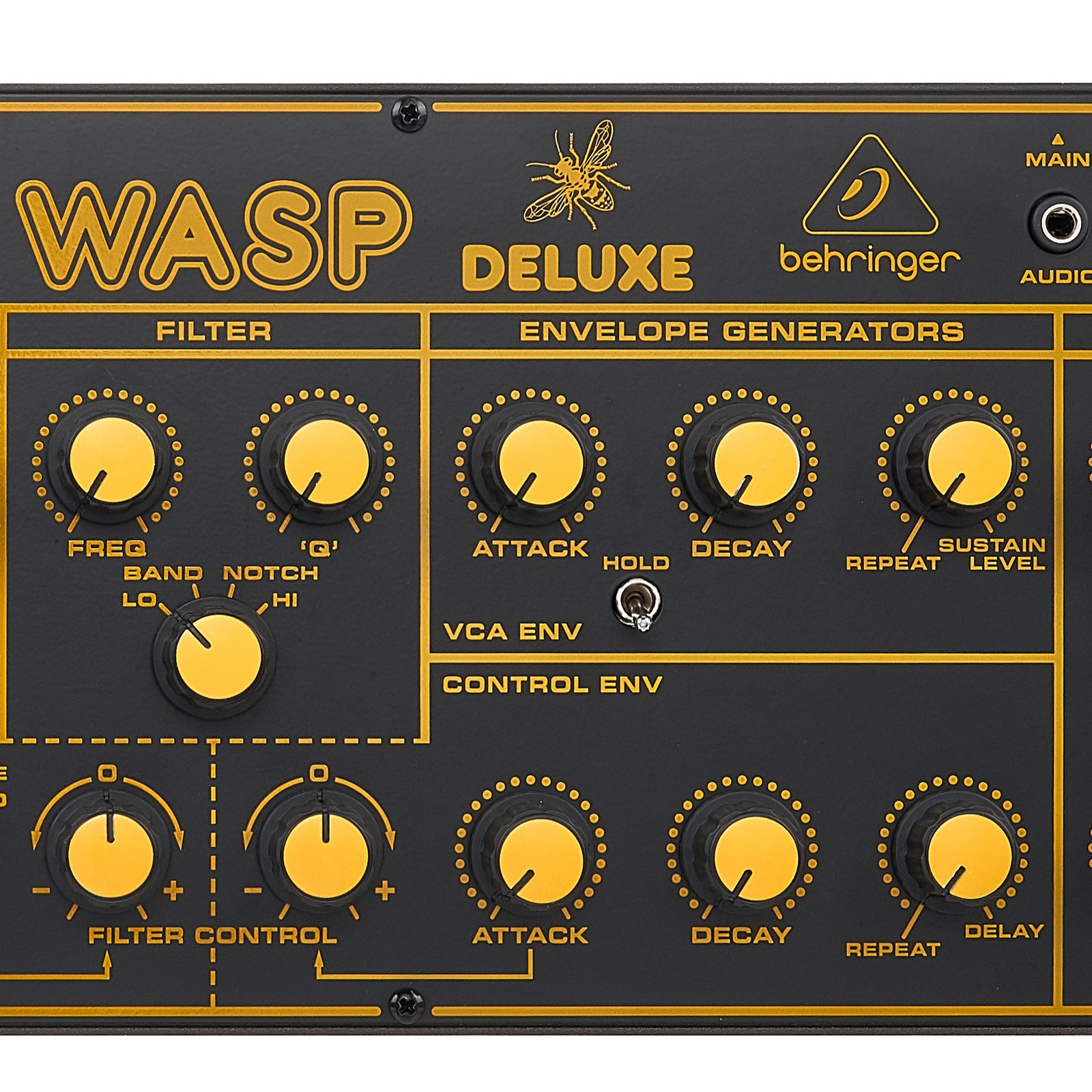 Potis on the Behringer WASP Deluxe synthesiser