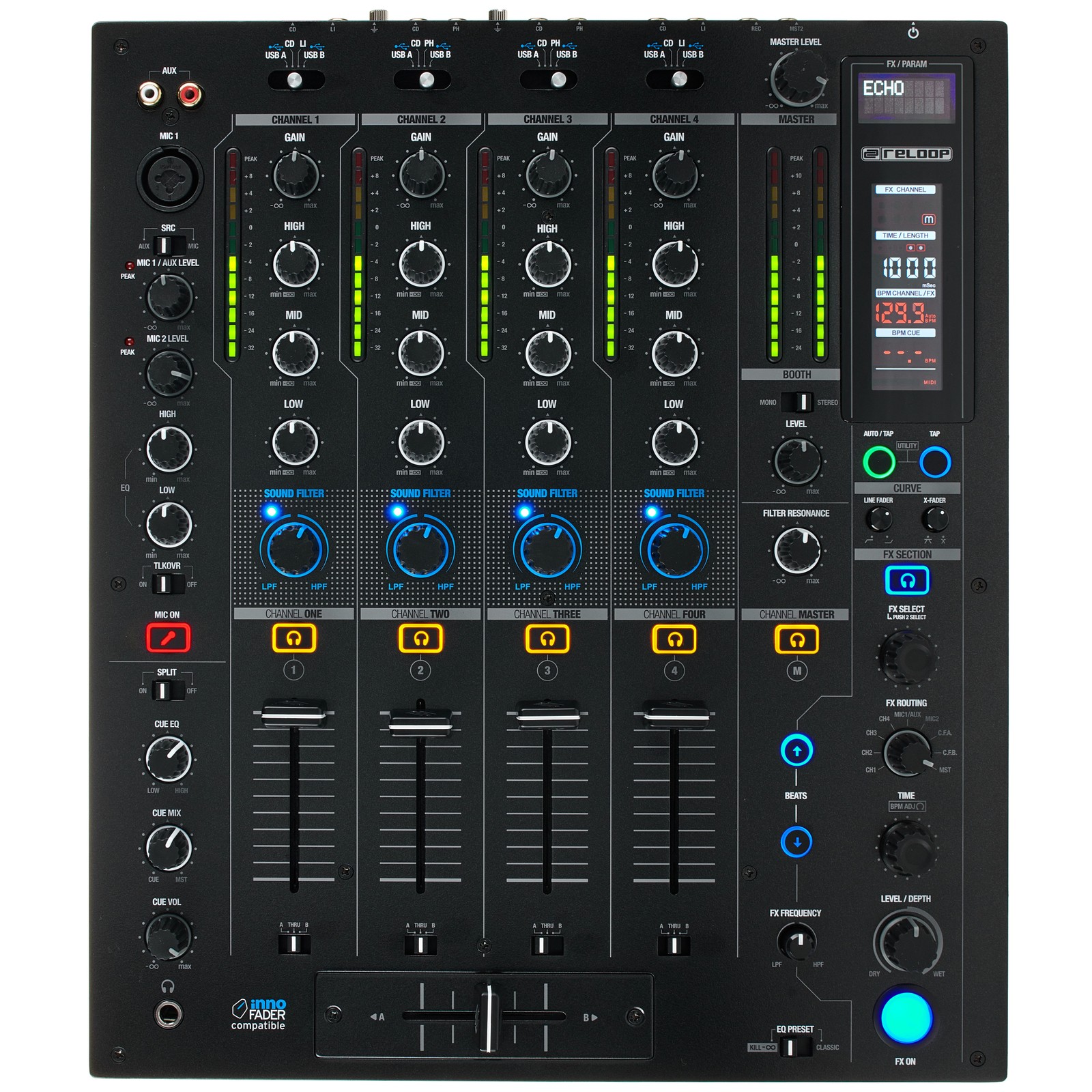 Reloop RMX-95 4+1-Kanal DJ-Club-Digitalmixer