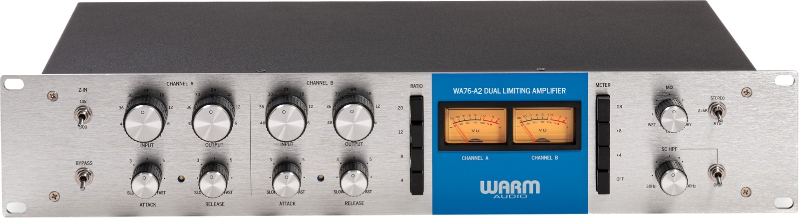 Vorderansicht des Warm Audio WA76-A2 FET-Kompressors