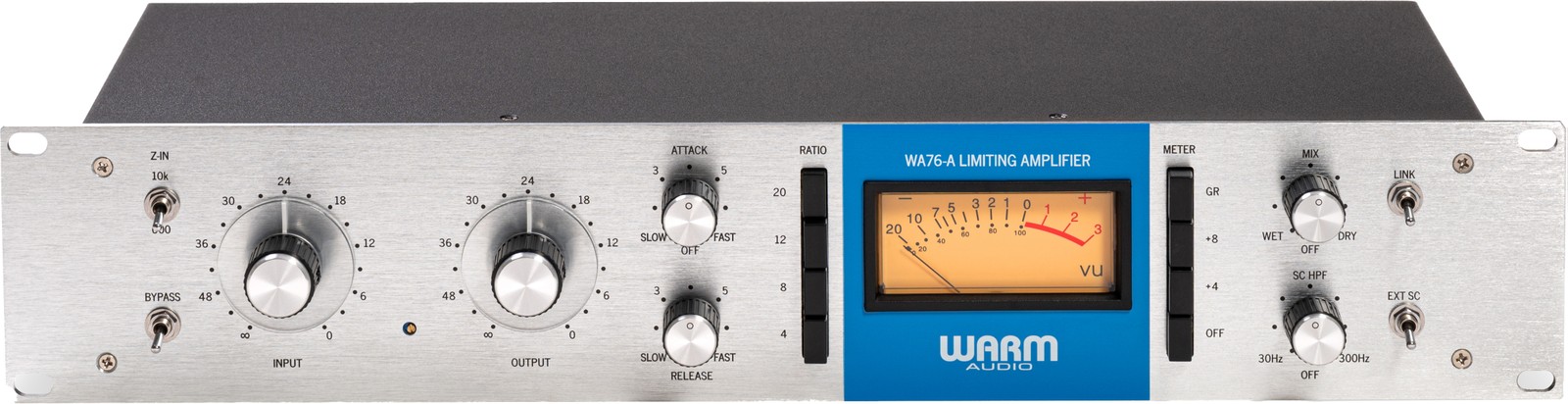 Vorderansicht des Warm Audio WA76-A FET-Kompressors