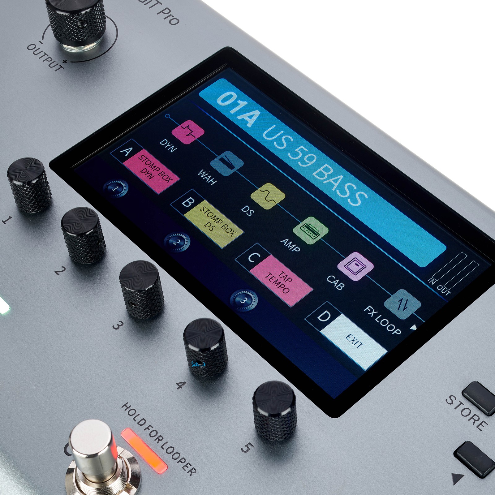 Display on the Harley Benton DNAfx GiT Pro Multi-Effect Pedal for Electric Guitar