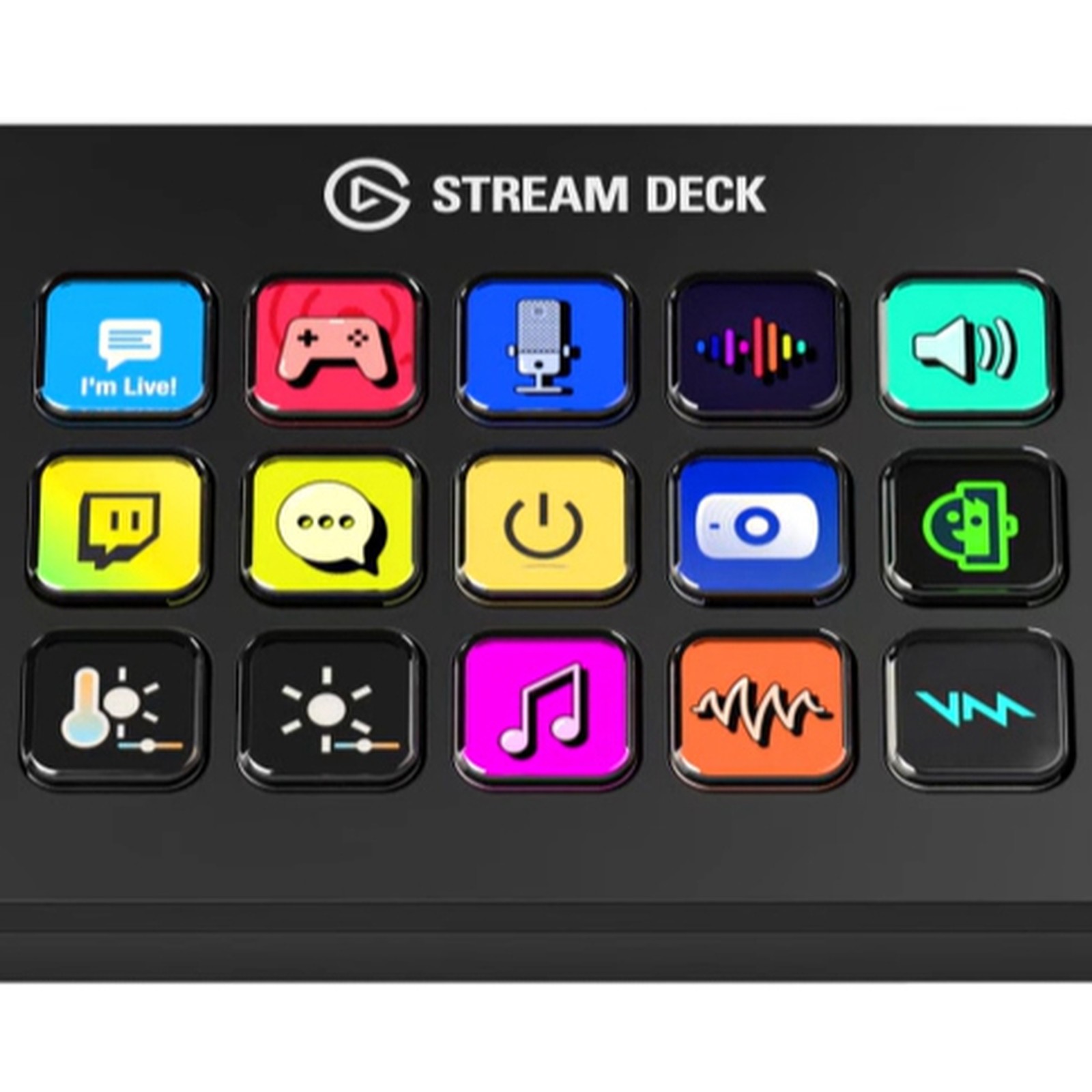 Closeup of the Elgato Stream Deck MK2 USB 2.0 Controller