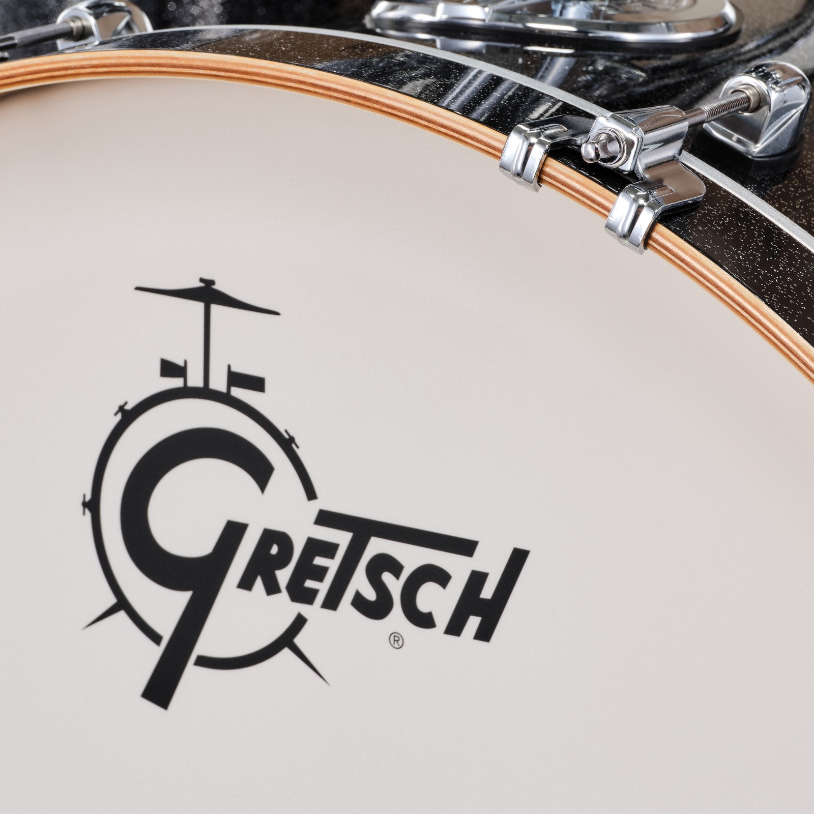 Herstellerlogo auf Gretsch Bassdrumfell