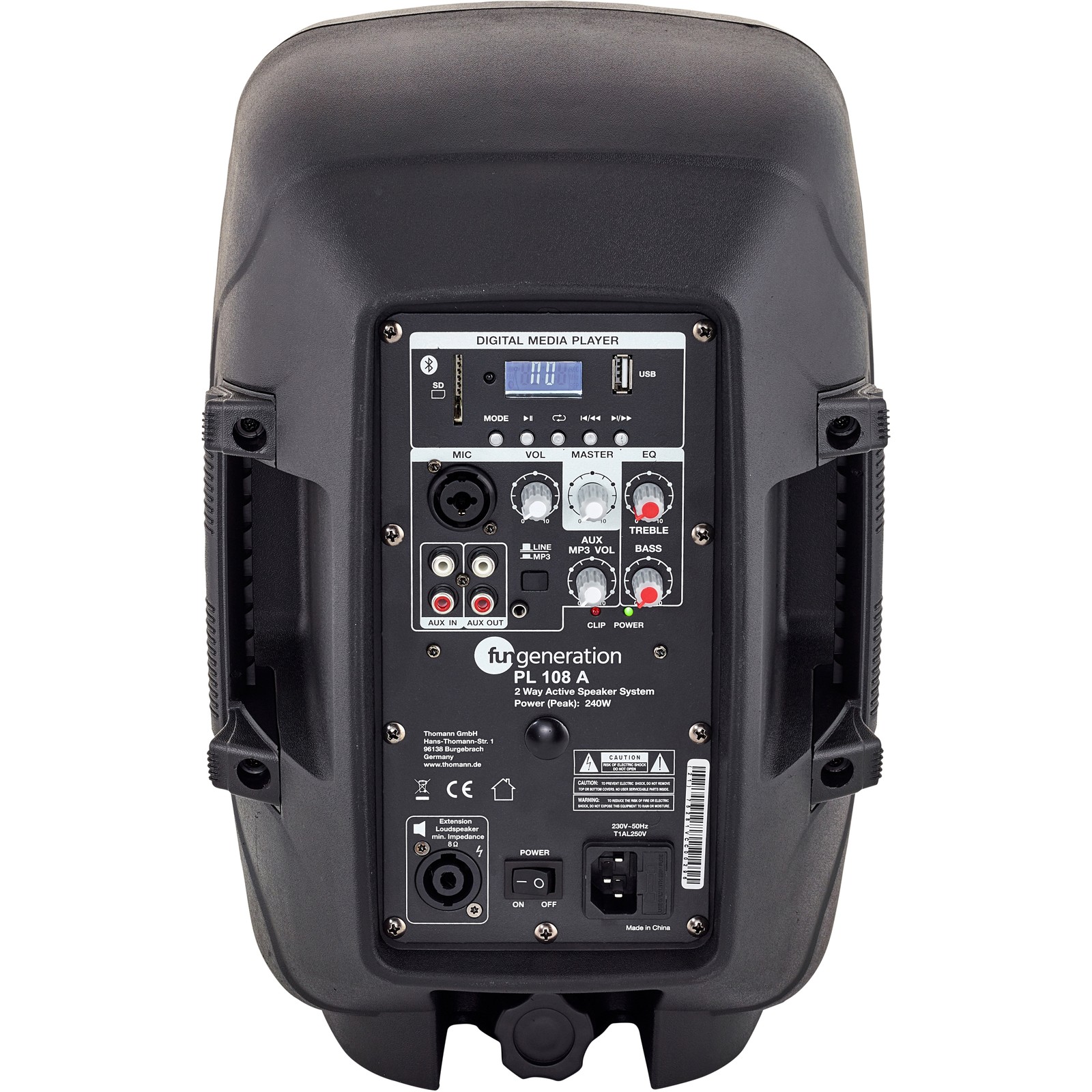 Rückseite der Fun Generation PL 108 A 2-Wege-Box