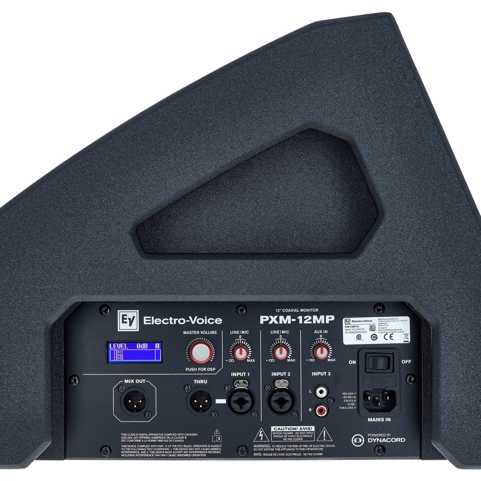 Controls and connections on the EV PXM-12MP Active 12" Coax Monitor