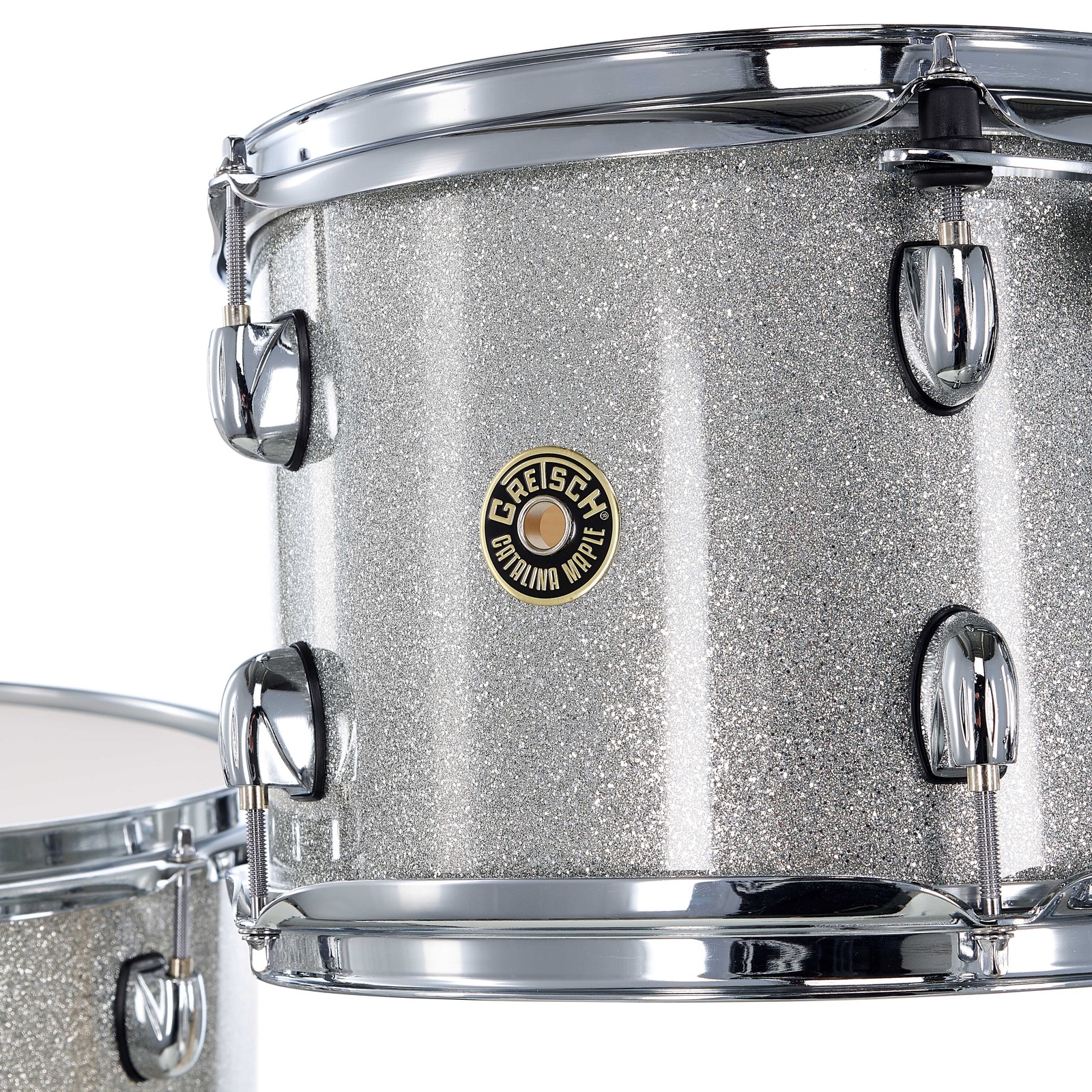 Herstellerbadge auf Gretsch Catalina Maple Racktom