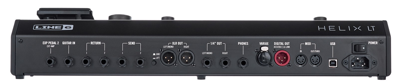 Back panel with connections of the Line6 Helix LT Guitar Processor
