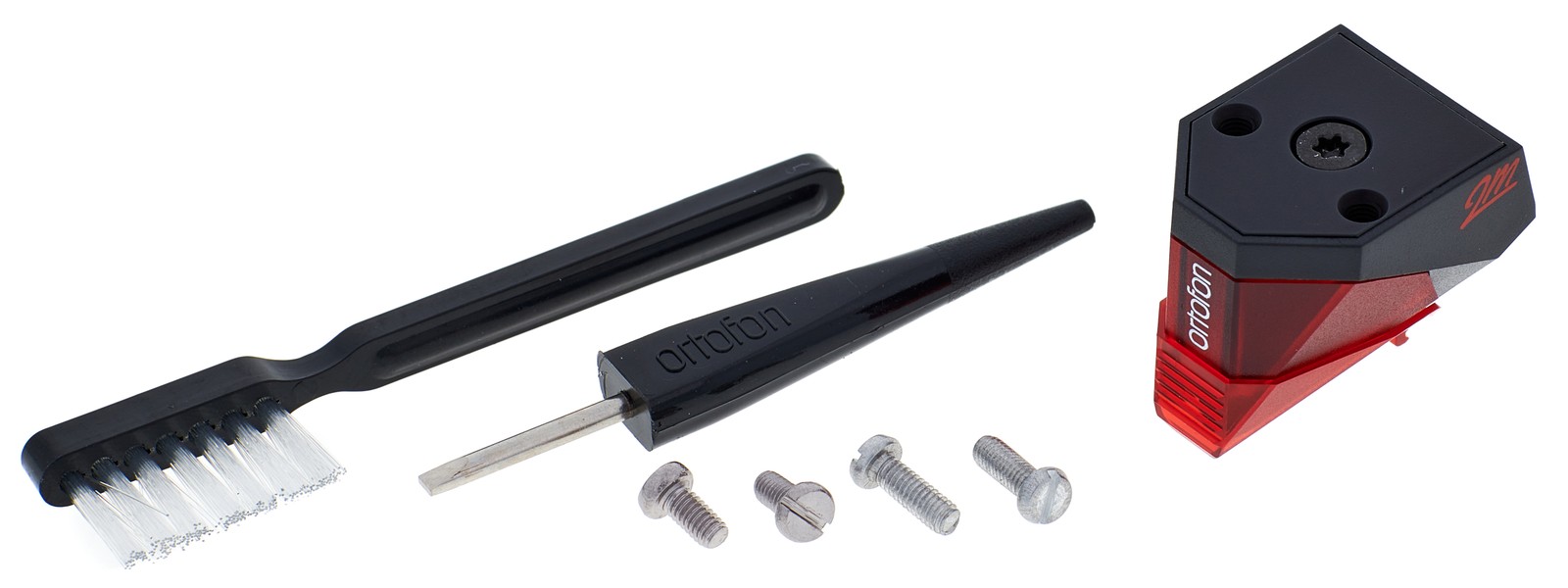 Ortofon 2M Red, moving magnet turntable pickup with accessories