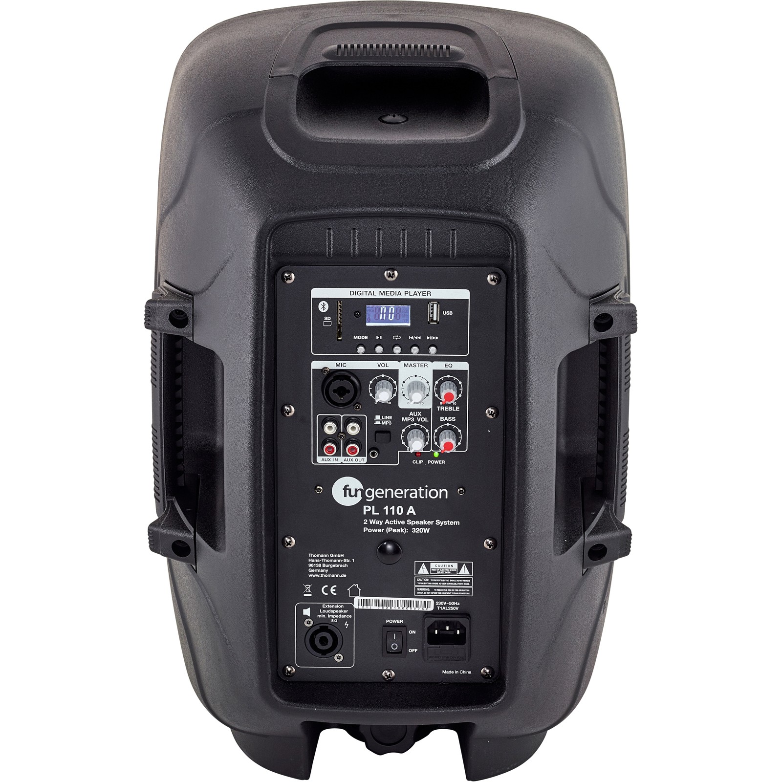 Rückseite der Fun Generation PL 110 A 2-Wege-Box 