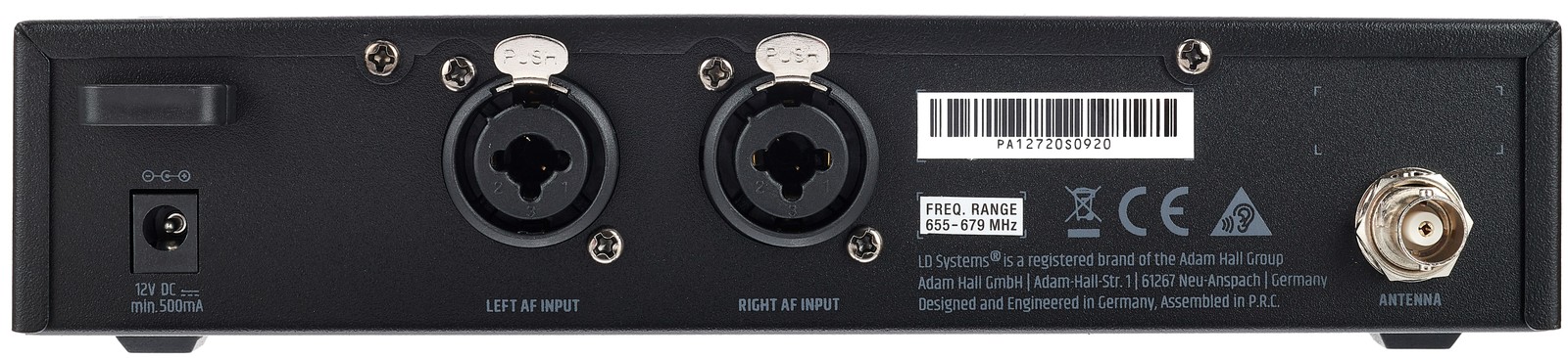 Back of the LD Systems LDU506IEMT transmitter with connections