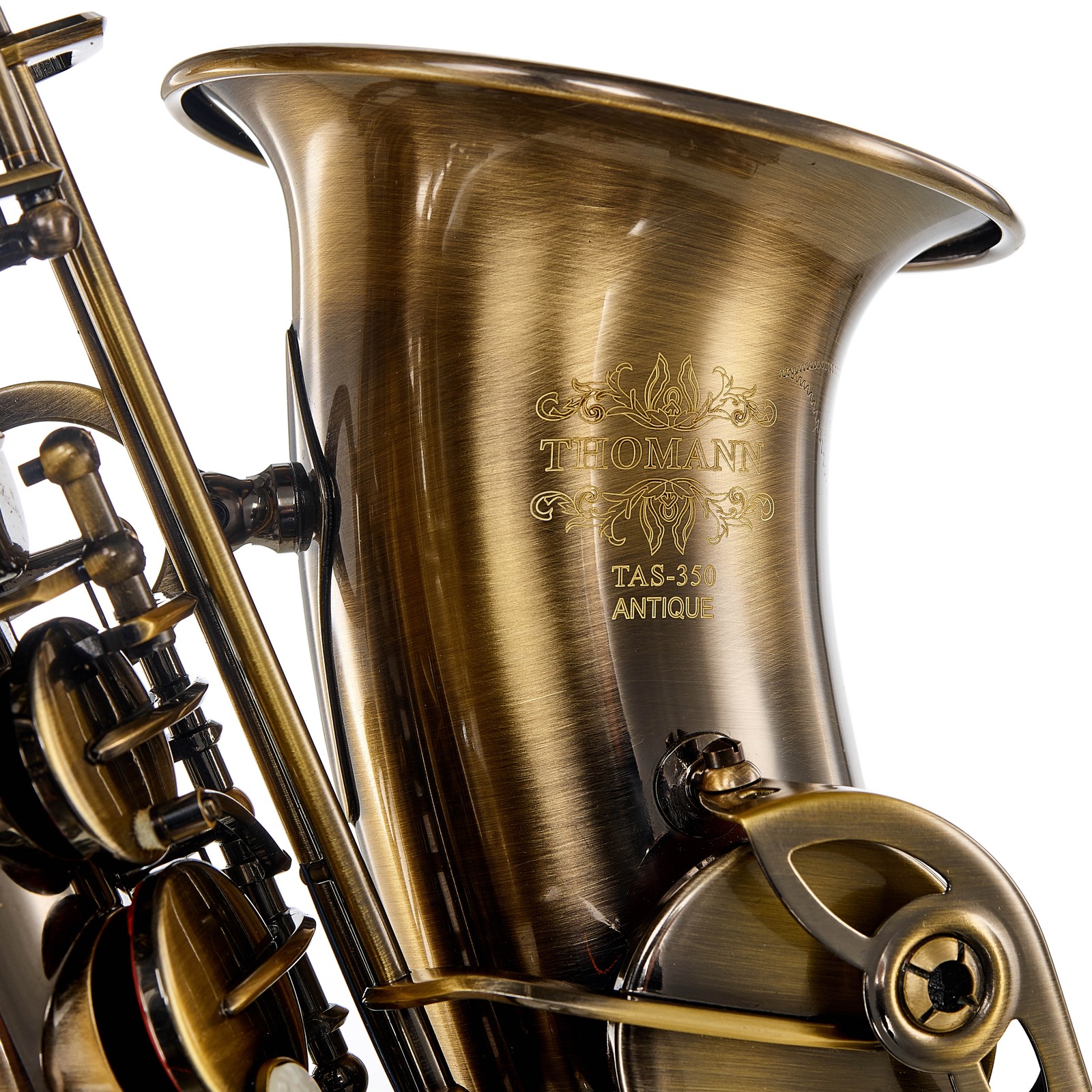 Closeup of the Thomann Antique Alto Saxophone