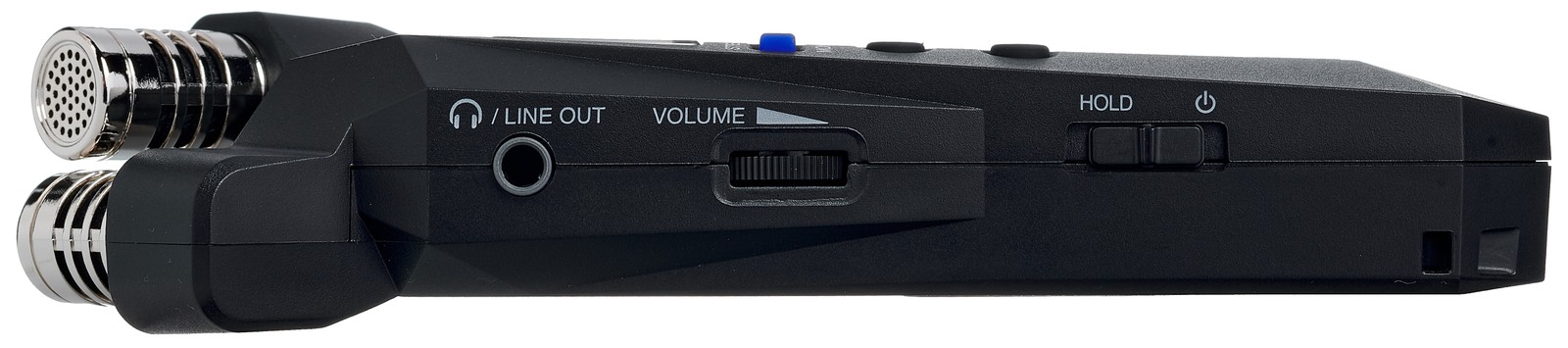 Side view of the Zoom H1essential audio recorder