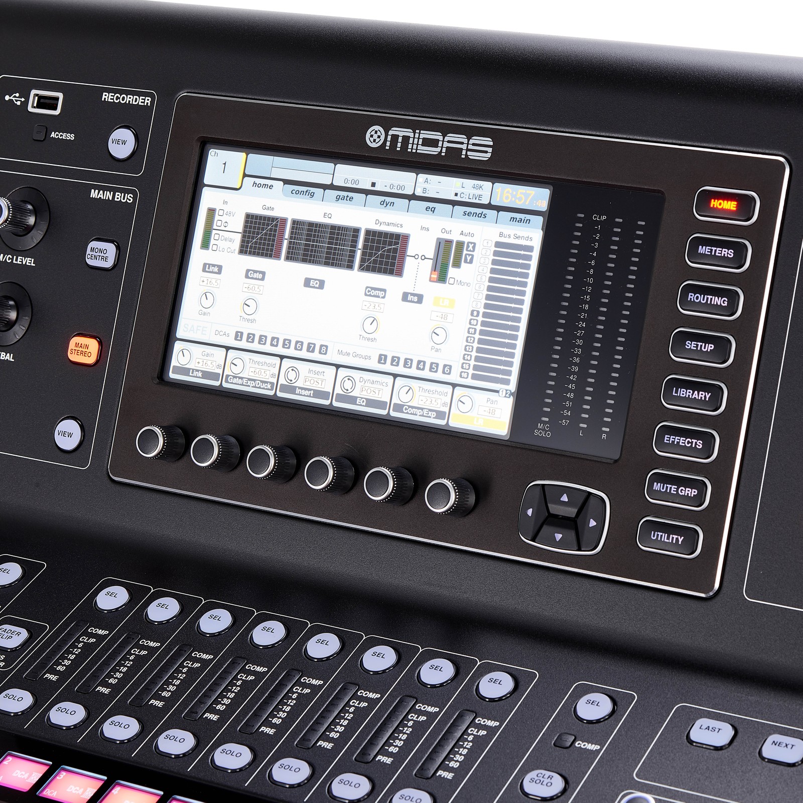 Pantalla de la consola Midas M32 Live