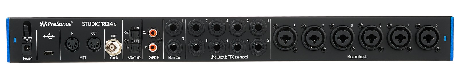 Presonus Studio 1824c USB-C-Audio-Interface, Anschlüsse hinten