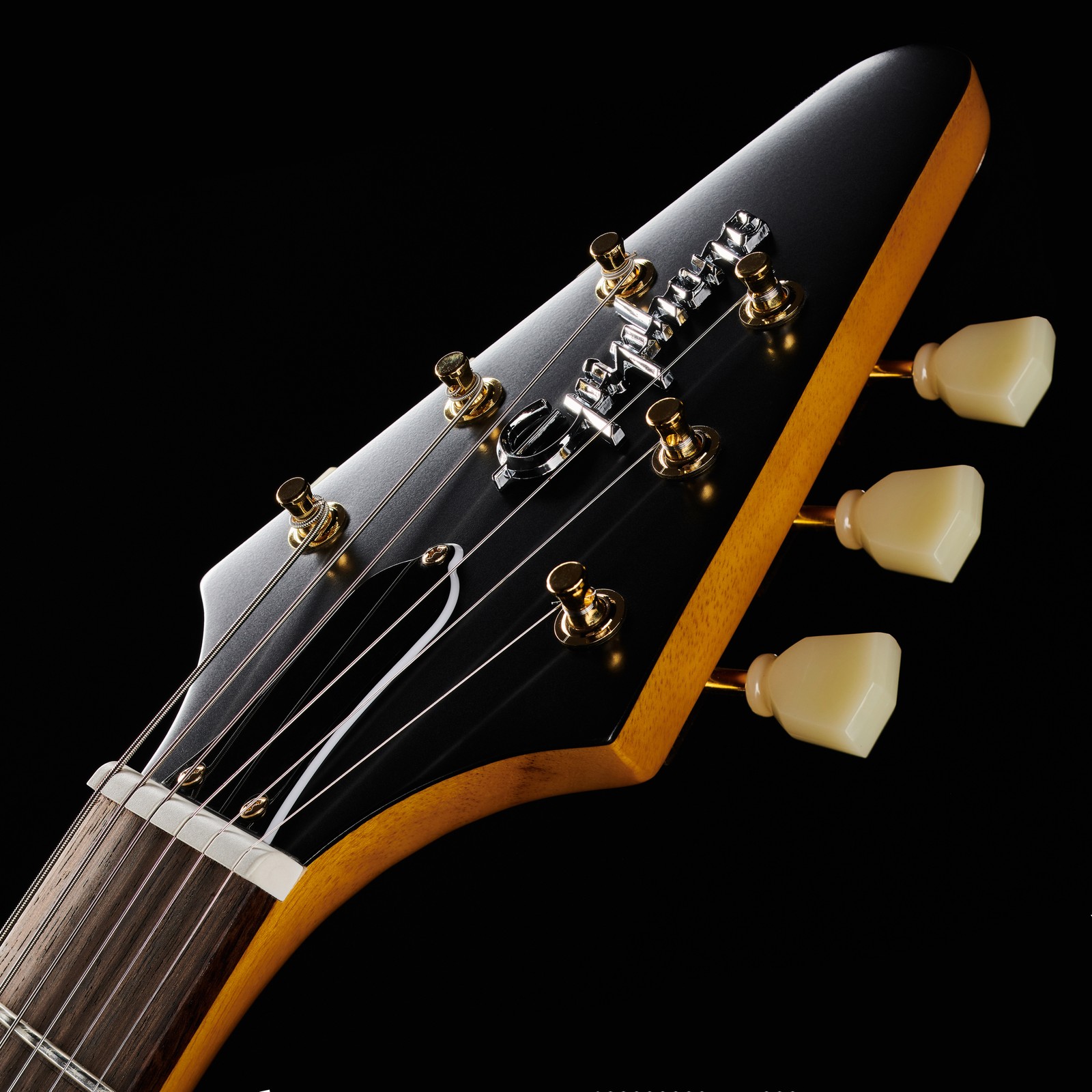 Kopfplatte der Epiphone Flying V Korina Aged Natural E-Gitarre