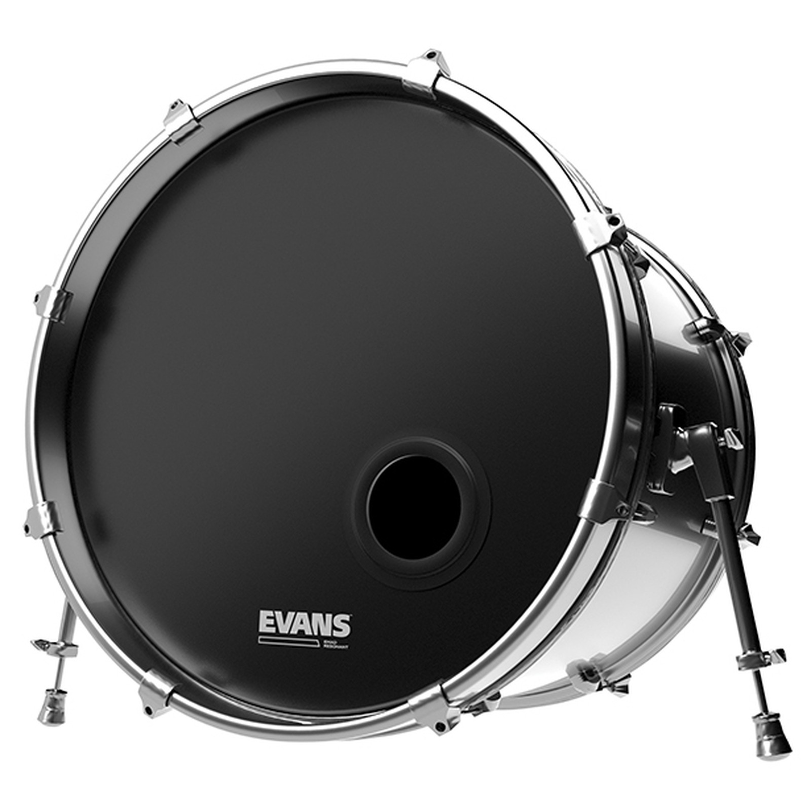 Bassdrum mit schwarzem Evans EMAD Resonanzfell