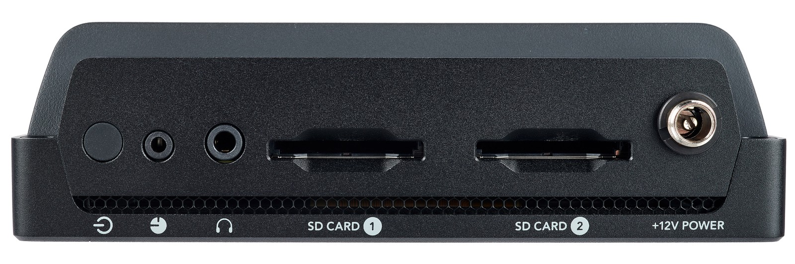 Anschlüsse am Blackmagic Design Video Assist 7" 12G HDR Video-Monitor mit dualem SD-Kartenrecorder