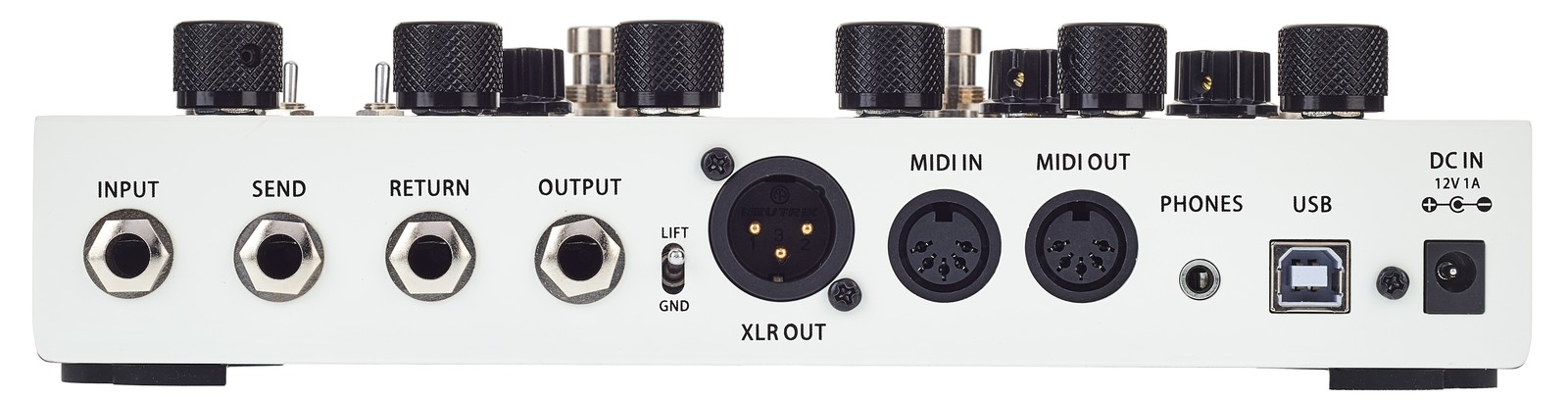 Anschlüsse auf der Rückseite des Mooer Micro Preamp Live