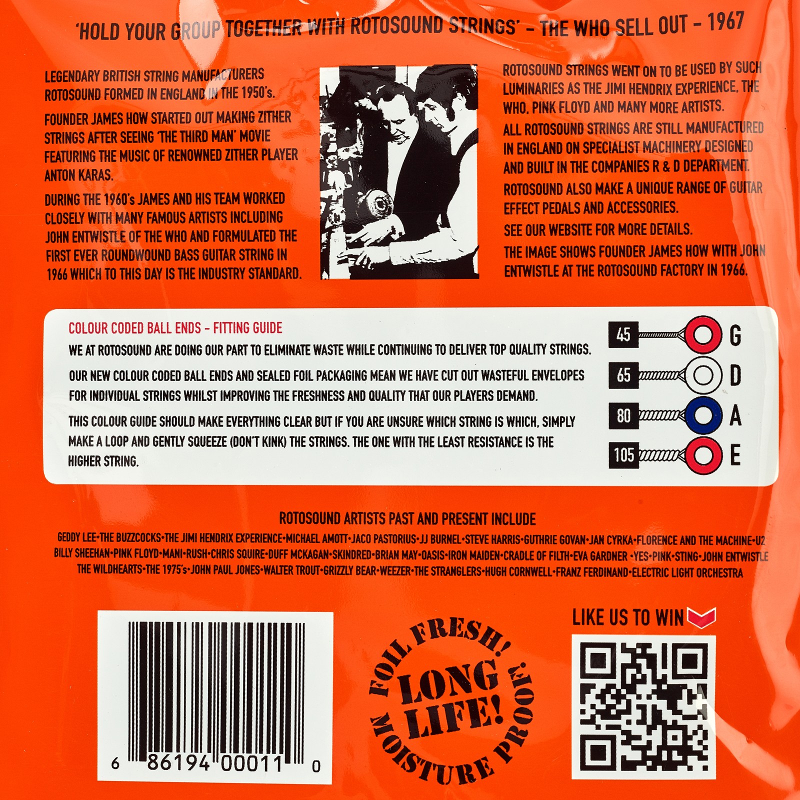Rotosound RS66LD, strings for electric bass guitar