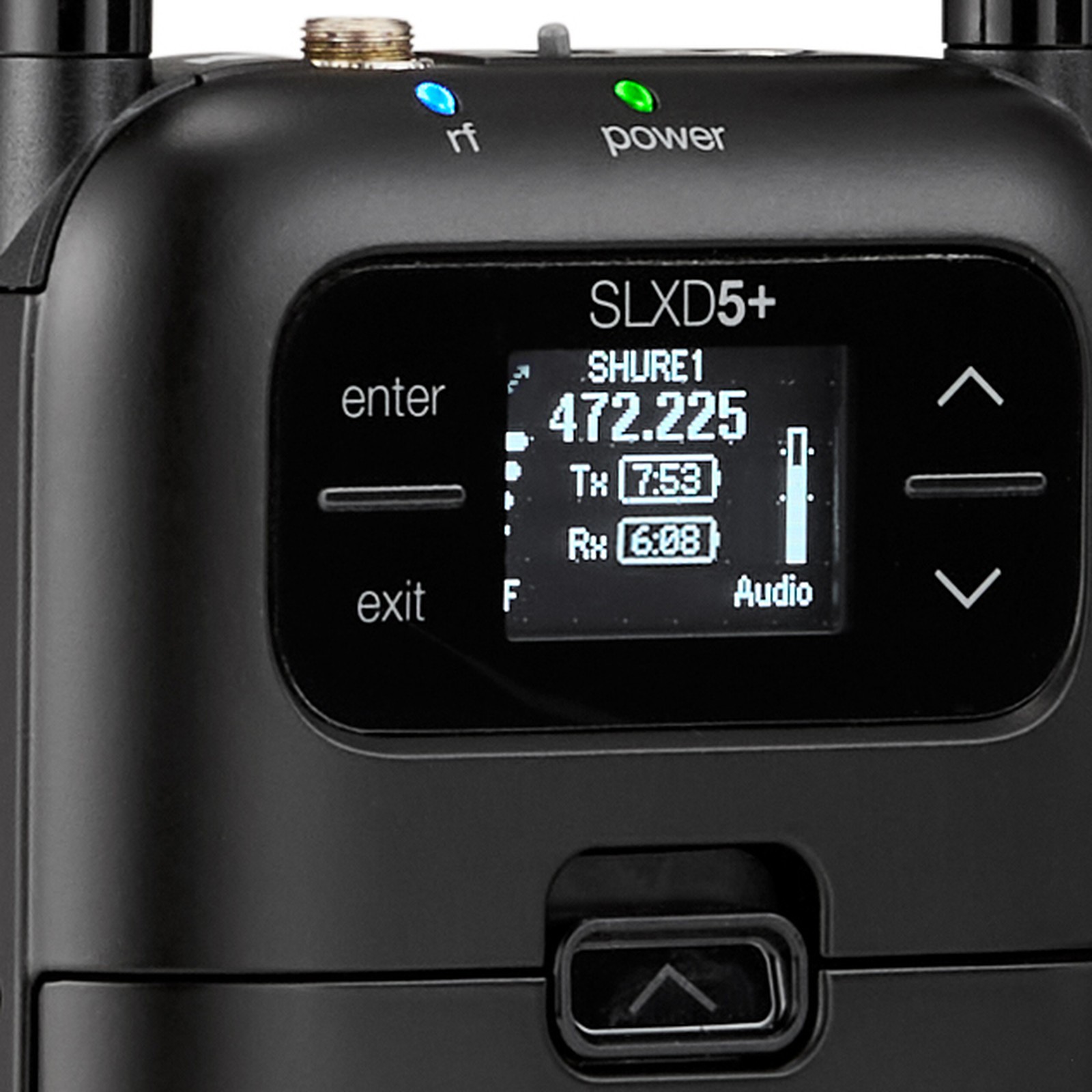 Display des Shure SLXD5+ K55 Handsenders