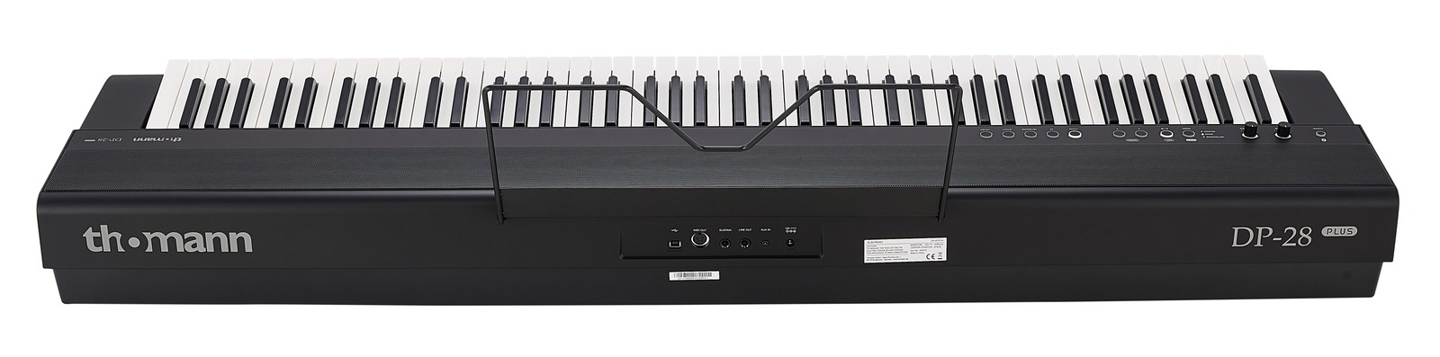 Rückseite mit Anschlüssen des Thomann DP-28 Plus Digital Pianos in Schwarz