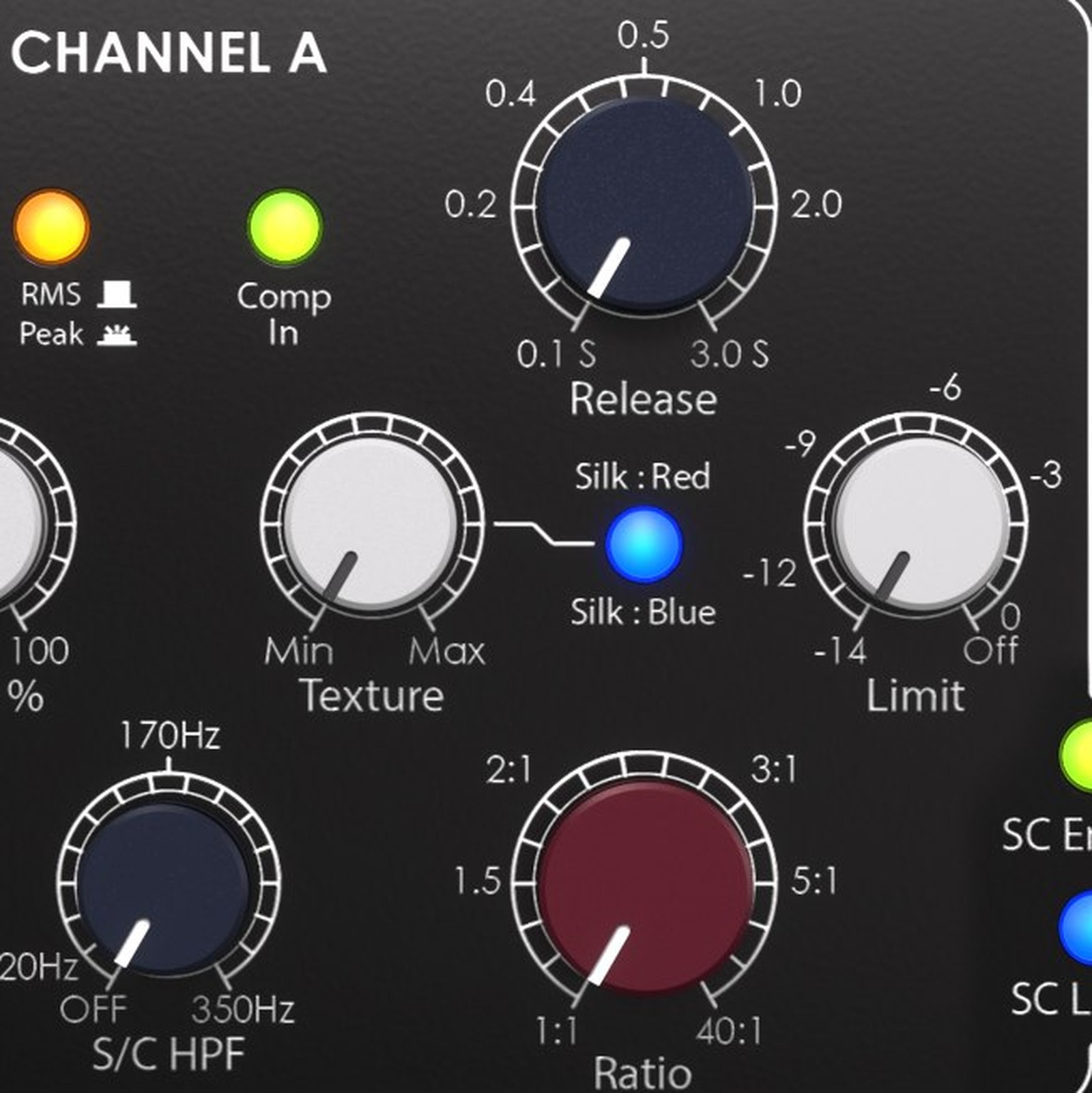 Silk-Knopf im Rupert Neve Designs Portico II MBP Plug-in 