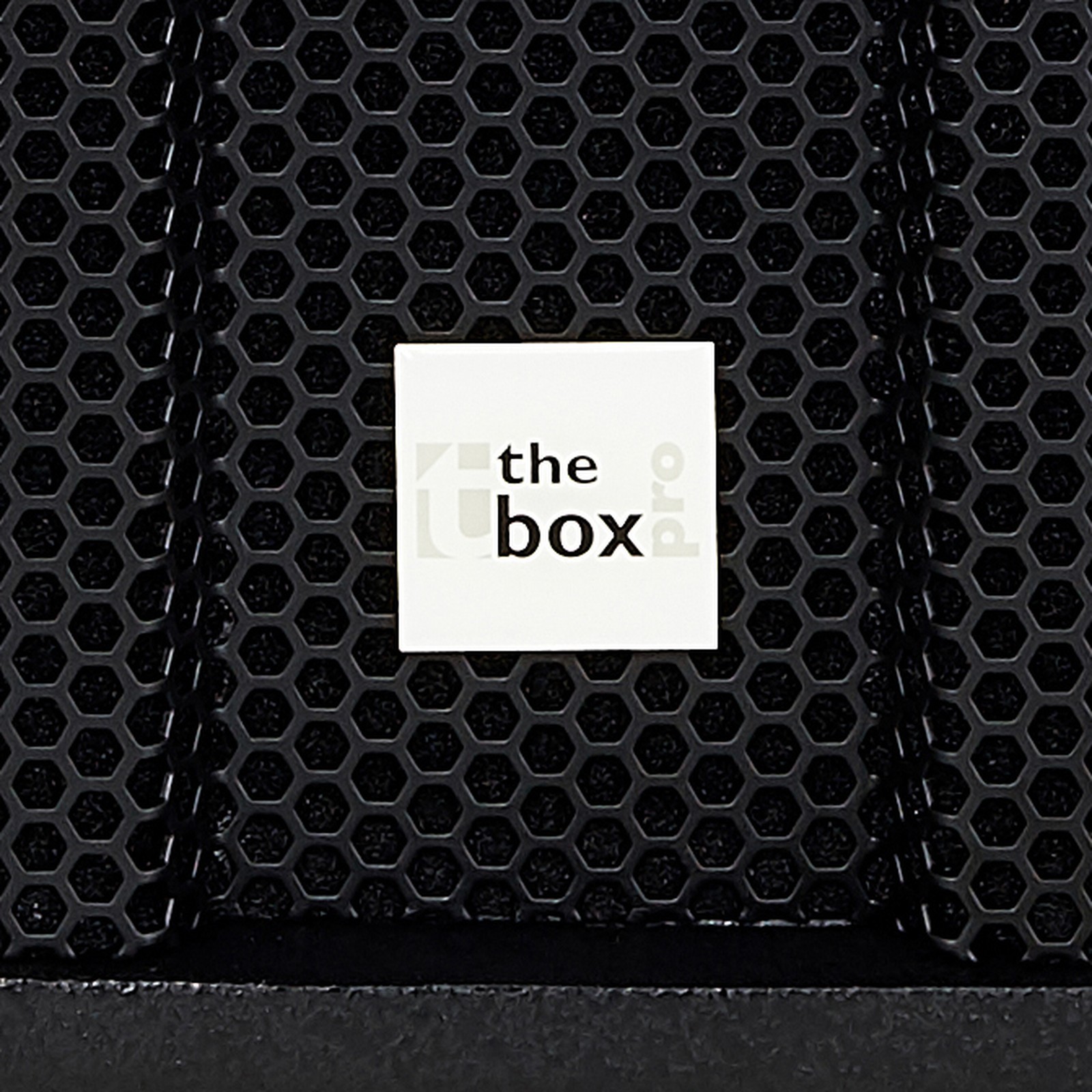 Herstellerlogo auf dem Frontgitter eines the box pro Achat Lautsprechers