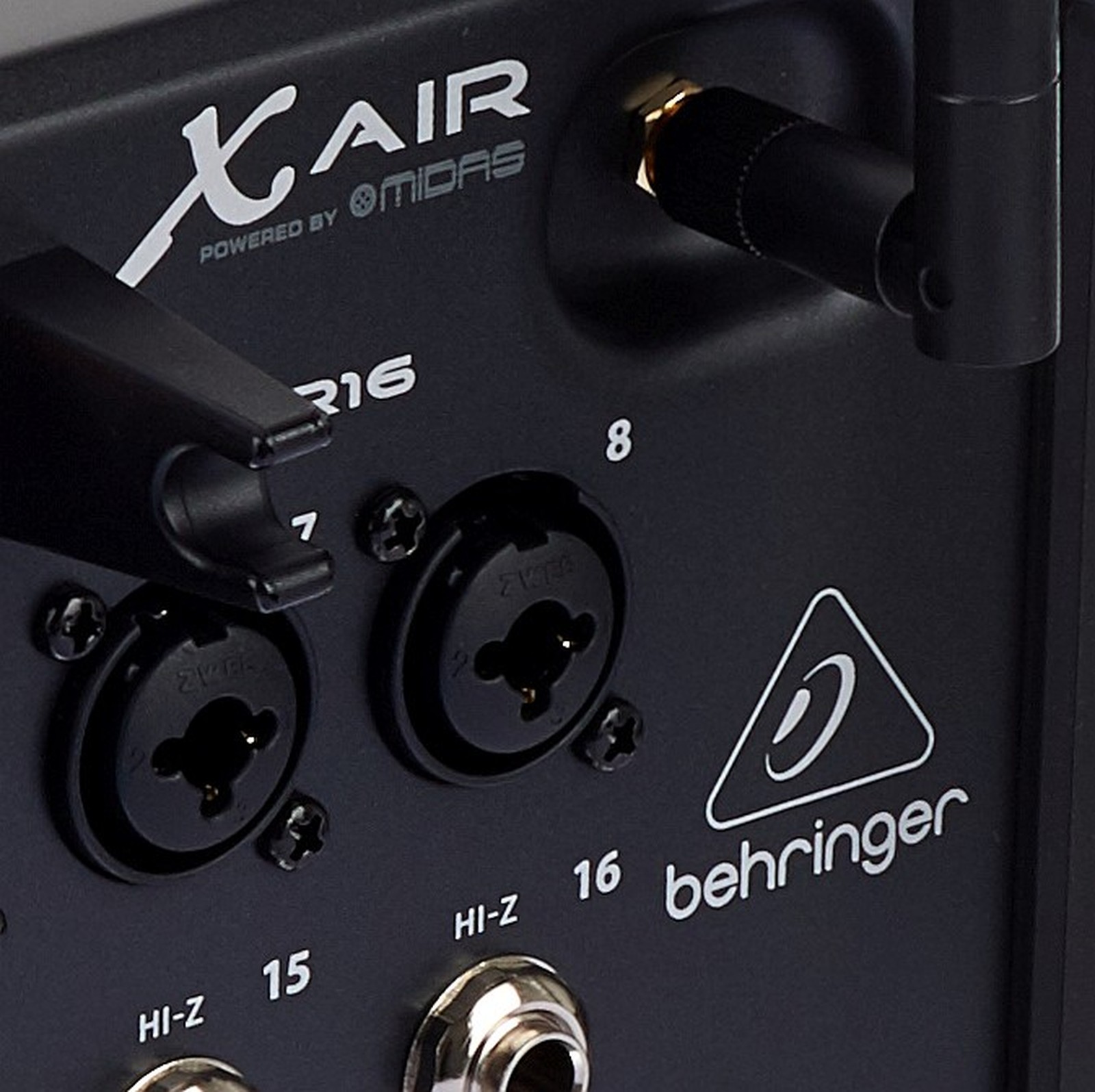 Closeup of the Behringer X Air XR16 16 Channel Digital Mixer