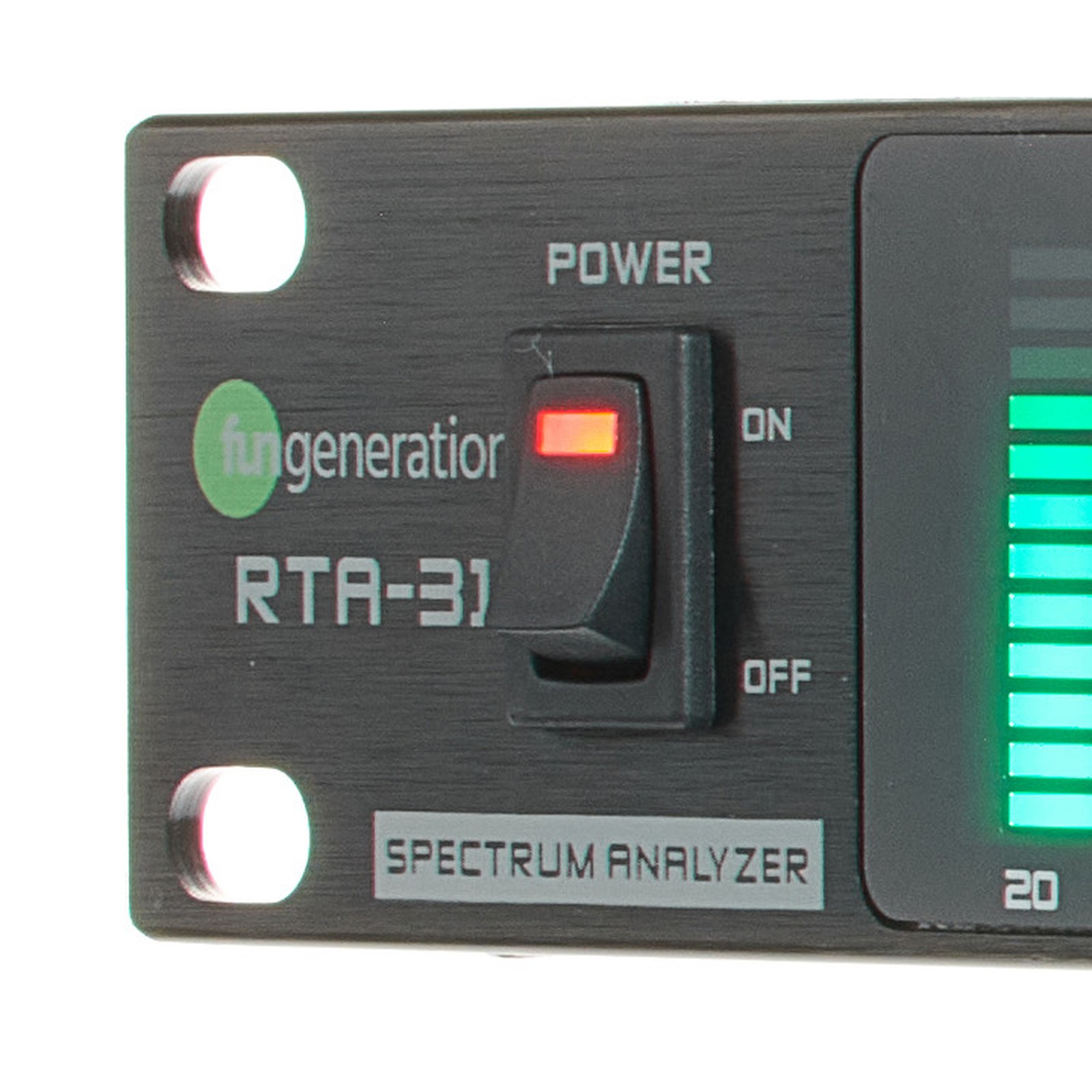Fun Generation logo on the RTA-31 spectrum analyser for 31 bands