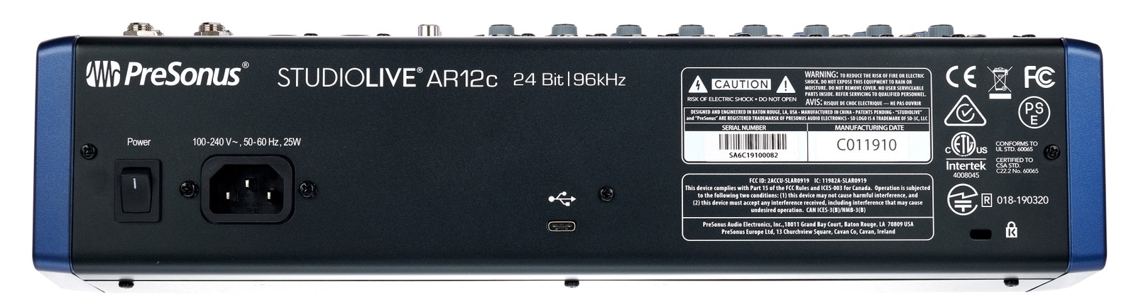 Presonus StudioLive AR8c Audio Interface, rear view