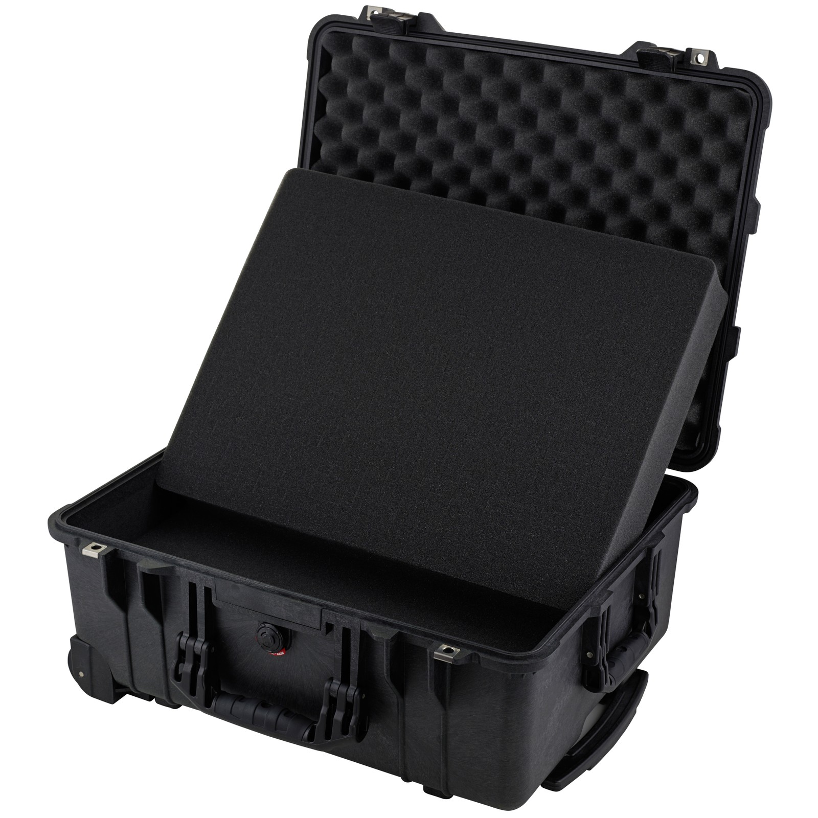 Geöffneter Peli 1560 Foam Black 75 Equipment-Koffer mit Schaunmeinlage