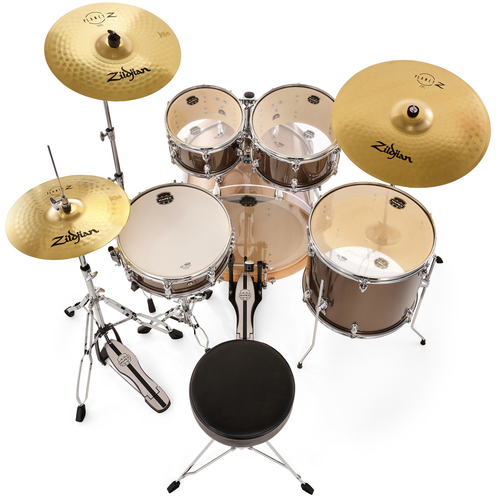 Mapex Venus 5295 Drum Set Bundle VX mit Zildjian Planet Z Becken und Mapex Hardware