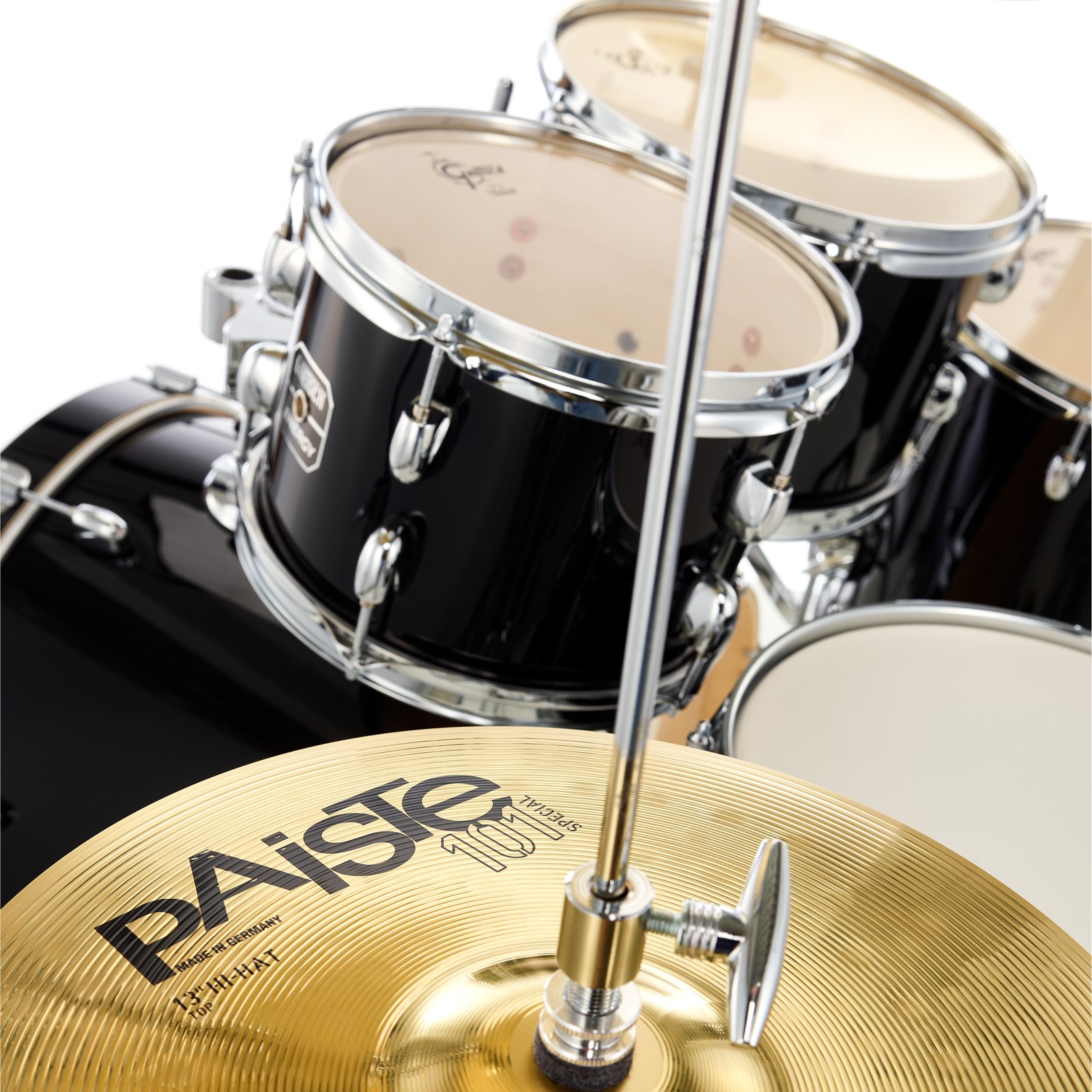 Toms und Hi-Hat des Gretsch Energy Studio Black II Schlagzeugs
