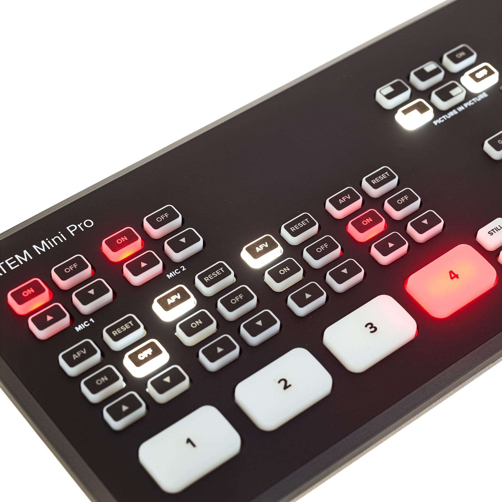 Controls on the Blackmagic Design ATEM Mini Pro Video Mixer
