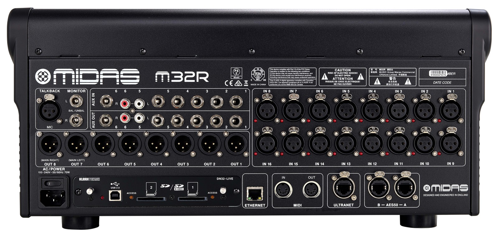 Midas M32R Live Digitalmischpult Anschlüsse