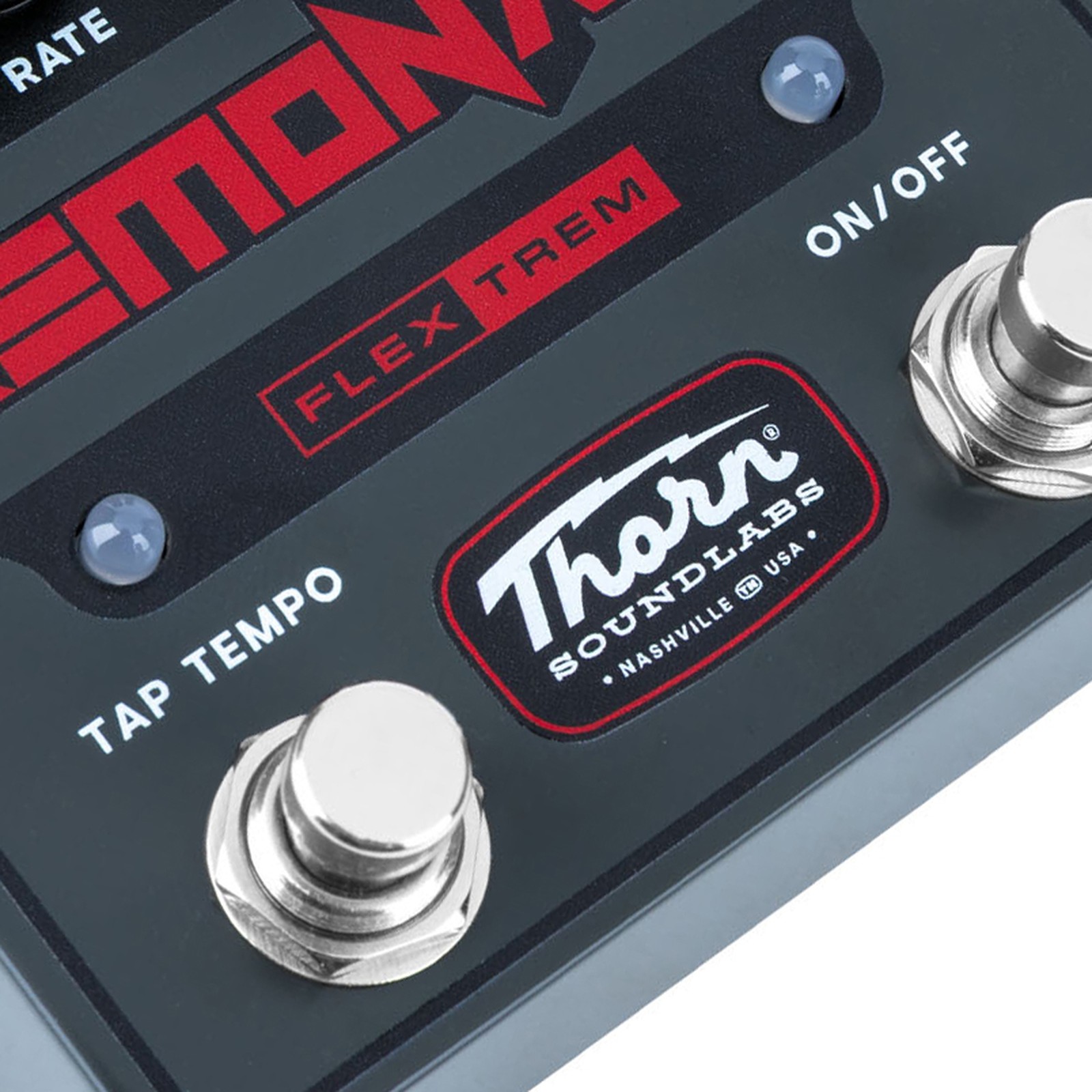 Logo sur la pédale d’effet pour guitare électrique Thorn Tremonator - Flex Tremolo