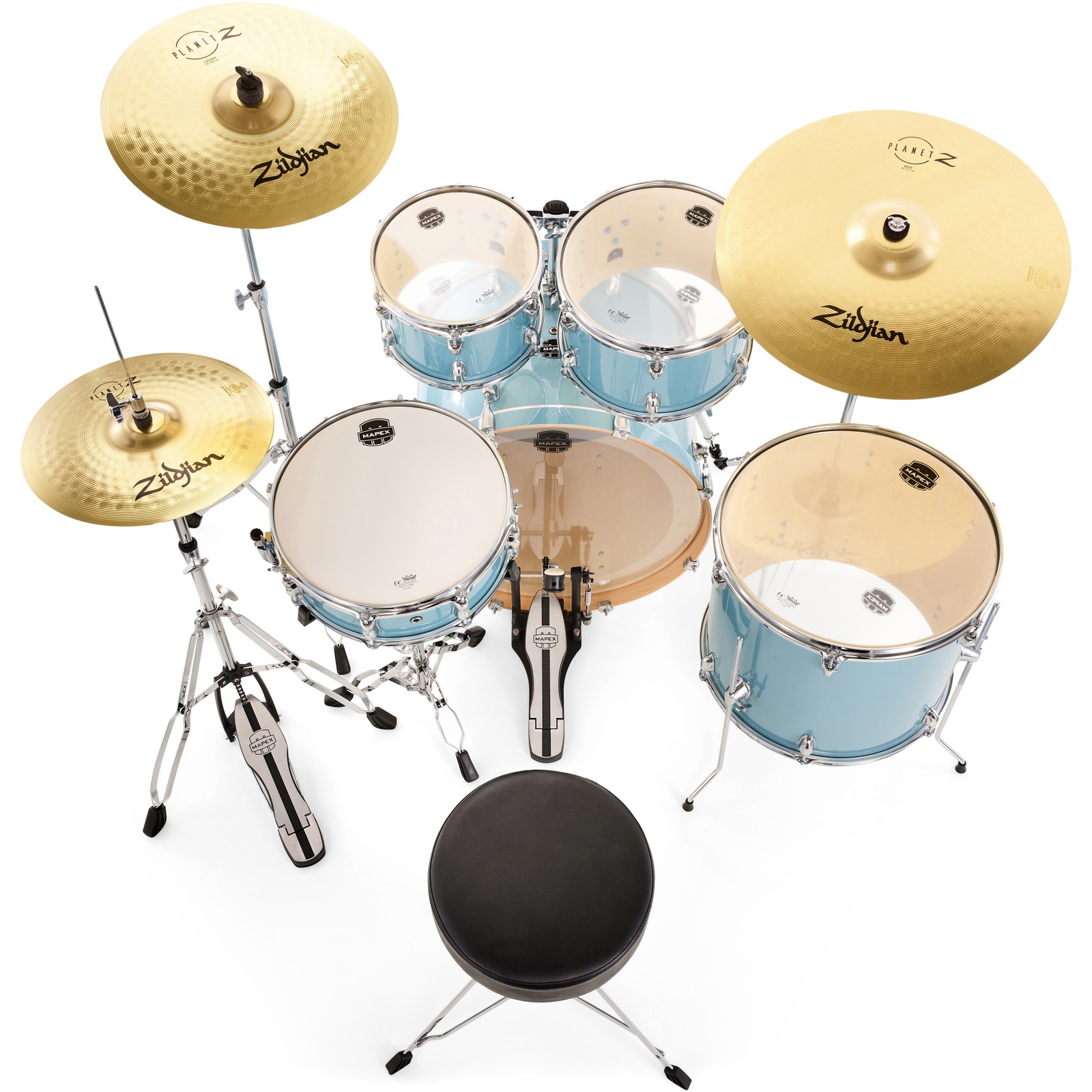 Mapex Venus 5045 Drum Set Bundle VJ mit Zildjian Planet Z Becken und Mapex Hardware