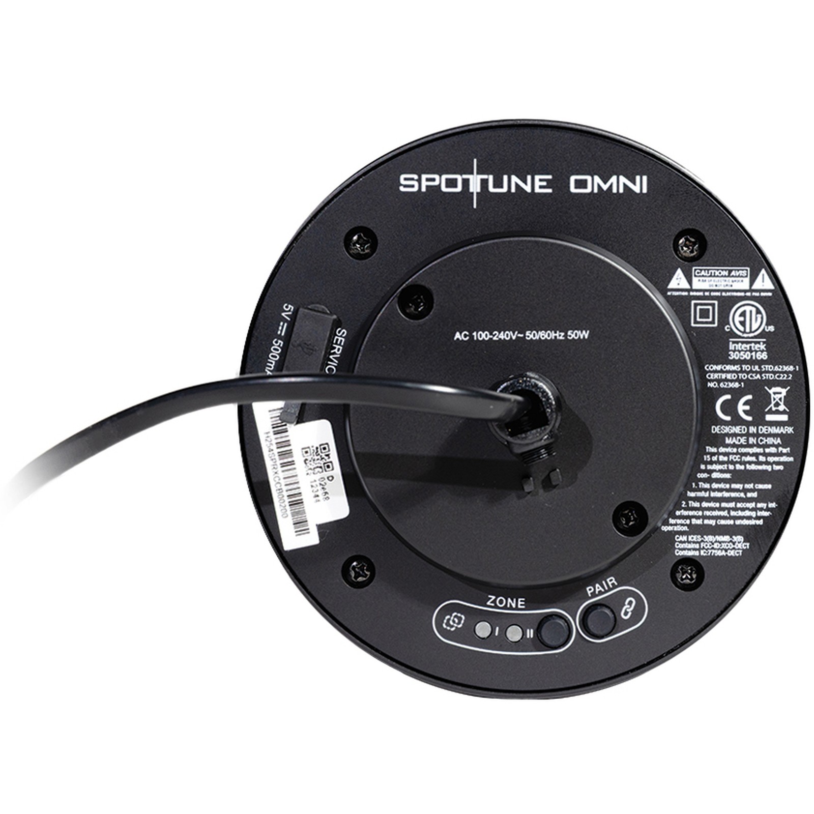 Oberseite des Spottune Omni Cord Black Deckenlautsprechers