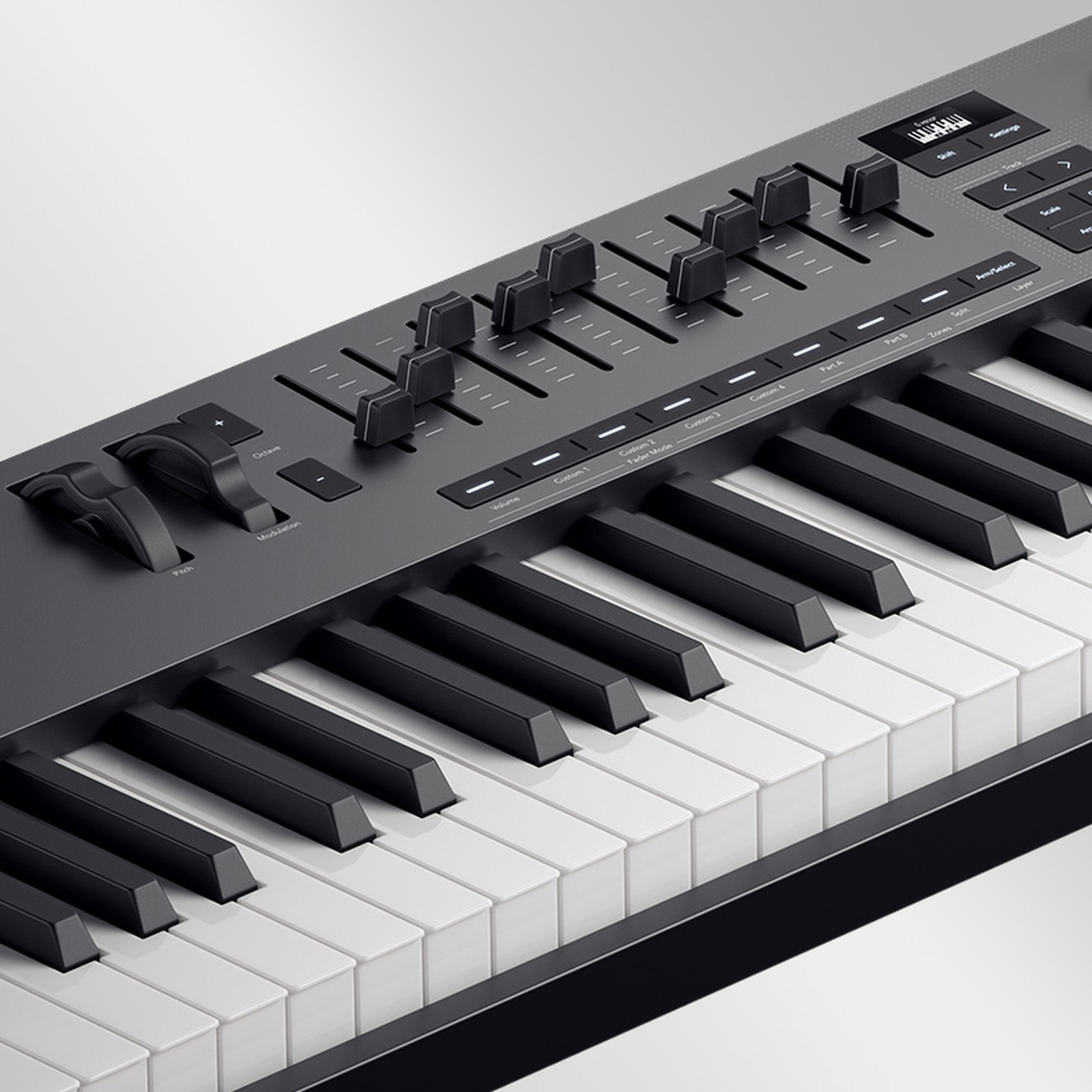 Tastatur und Fader des Novation Launchkey 88 MK4 Keyboard-Controllers